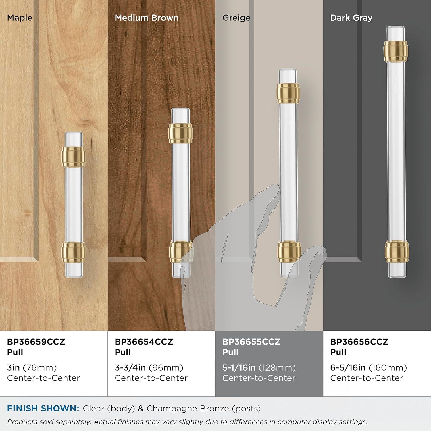 imageAmerock Cabinet Pull ClearPolished Chrome 5116 inch 128 mm Center to Center Glacio 1 Pack Drawer Pull Drawer Handle Cabinet HardwareClearChampagne Bronze