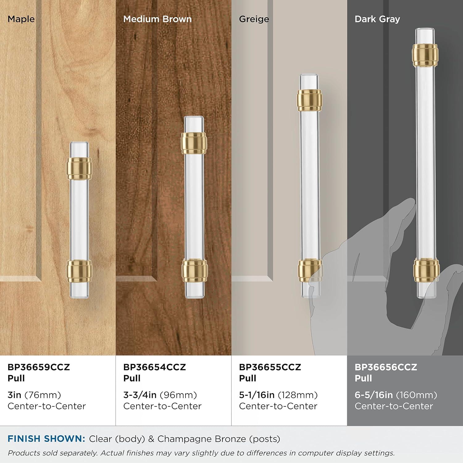 imageAmerock Cabinet Pull ClearPolished Chrome 5116 inch 128 mm Center to Center Glacio 1 Pack Drawer Pull Drawer Handle Cabinet HardwareClearChampagne Bronze
