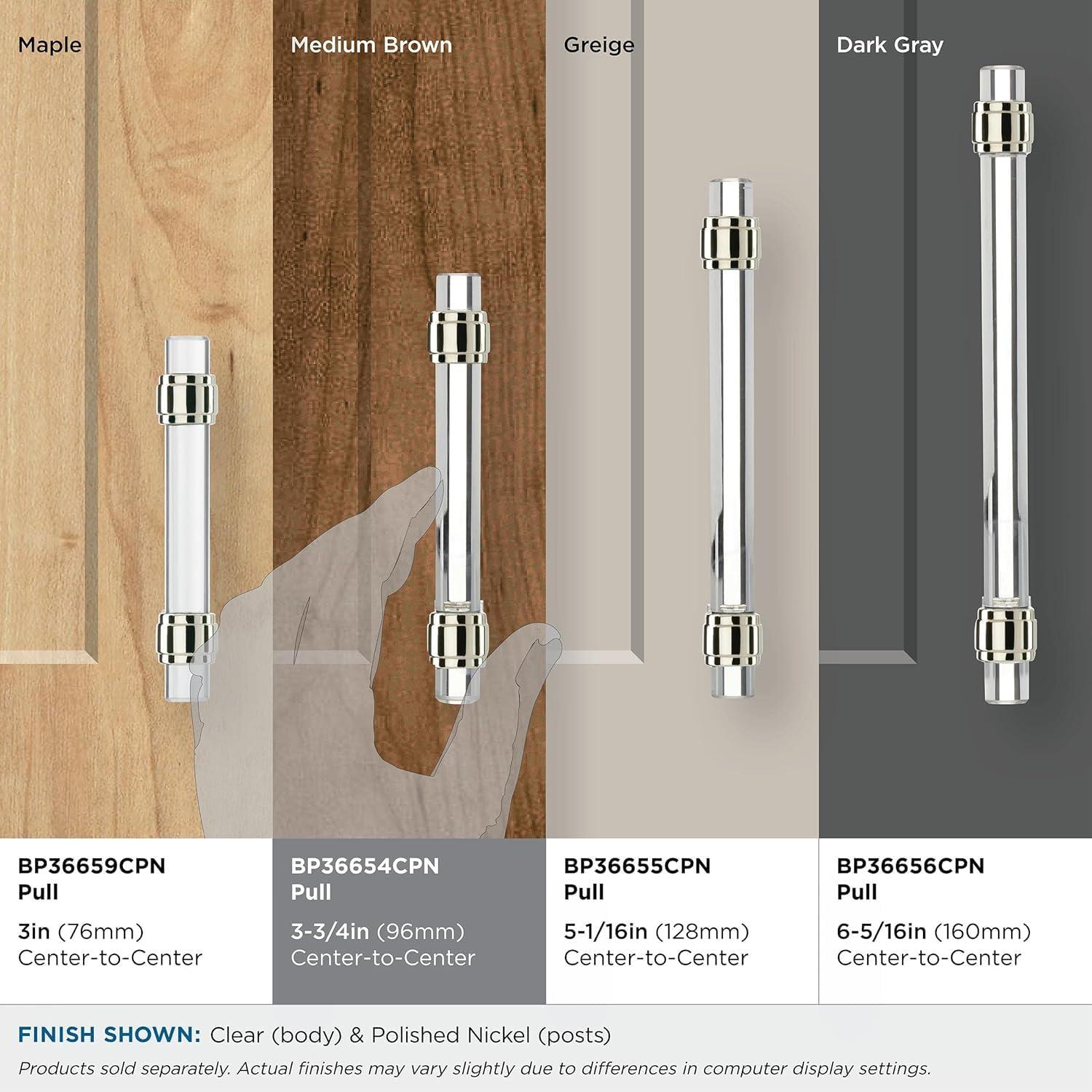 imageAmerock Cabinet Pull ClearPolished Chrome 5116 inch 128 mm Center to Center Glacio 1 Pack Drawer Pull Drawer Handle Cabinet HardwareClearPolished Nickel