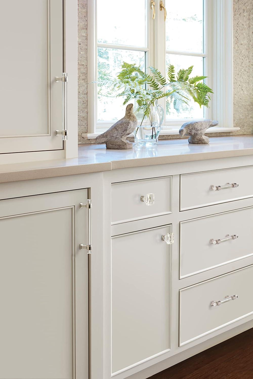 imageAmerock Cabinet Pull ClearPolished Chrome 5116 inch 128 mm Center to Center Glacio 1 Pack Drawer Pull Drawer Handle Cabinet HardwareClearPolished Nickel