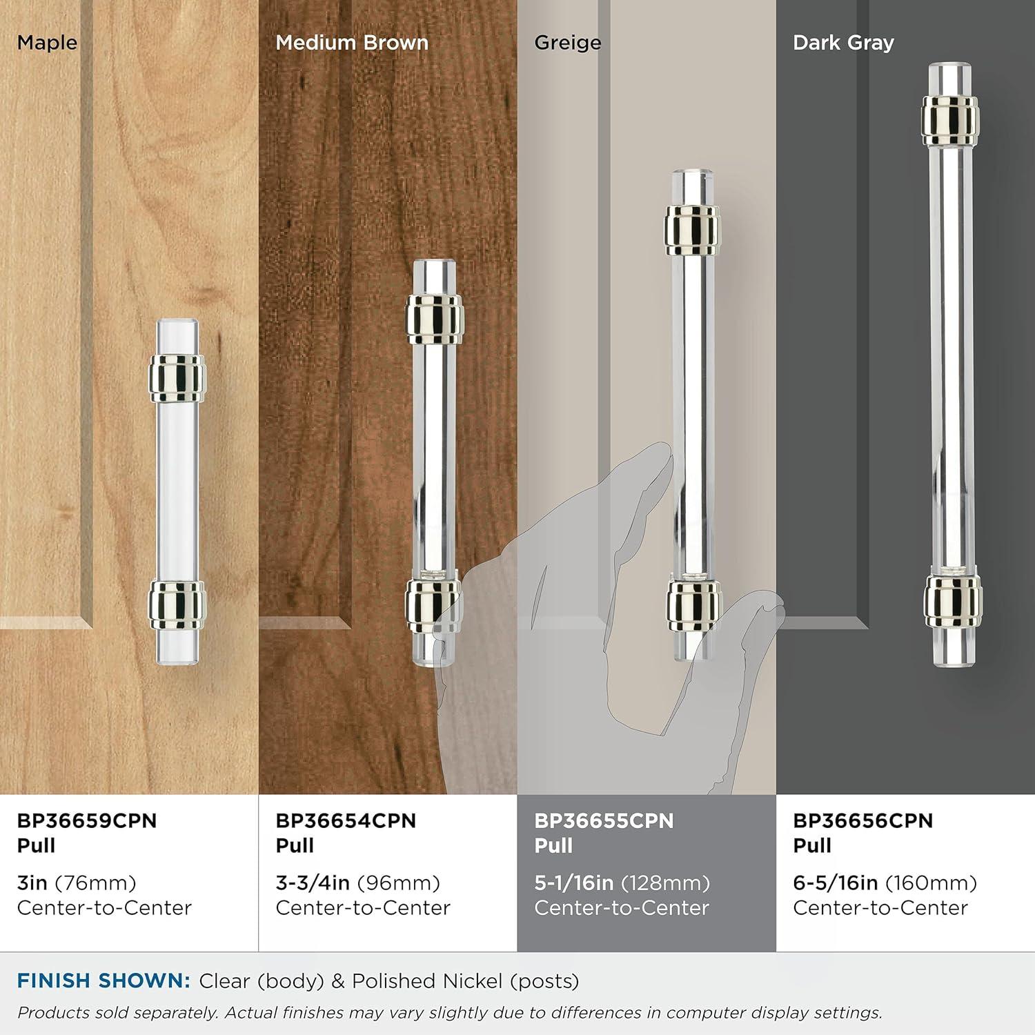 imageAmerock Cabinet Pull ClearPolished Chrome 5116 inch 128 mm Center to Center Glacio 1 Pack Drawer Pull Drawer Handle Cabinet HardwareClearPolished Nickel