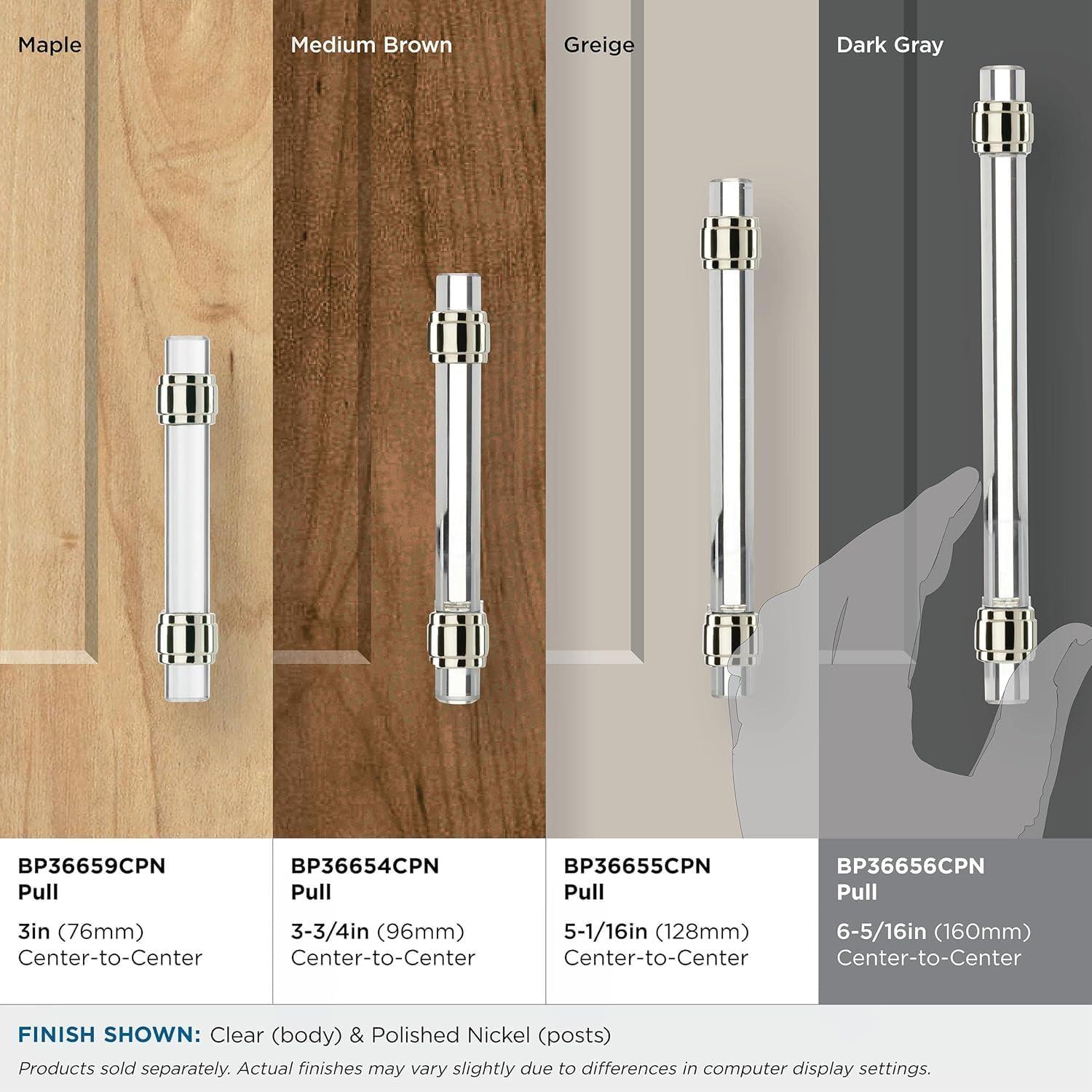 imageAmerock Cabinet Pull ClearPolished Chrome 5116 inch 128 mm Center to Center Glacio 1 Pack Drawer Pull Drawer Handle Cabinet HardwareClearPolished Nickel