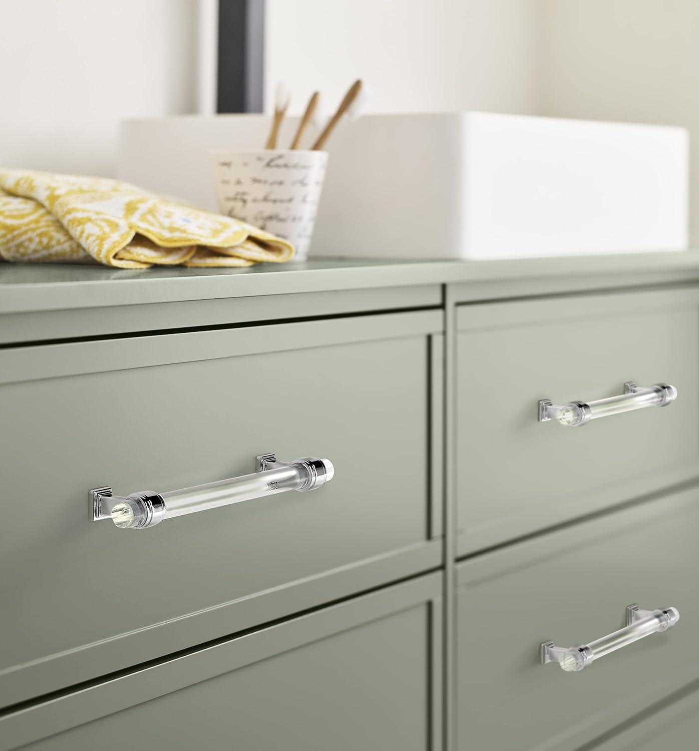 imageAmerock Cabinet Pull ClearPolished Chrome 5116 inch 128 mm Center to Center Glacio 1 Pack Drawer Pull Drawer Handle Cabinet HardwareClearPolished Chrome