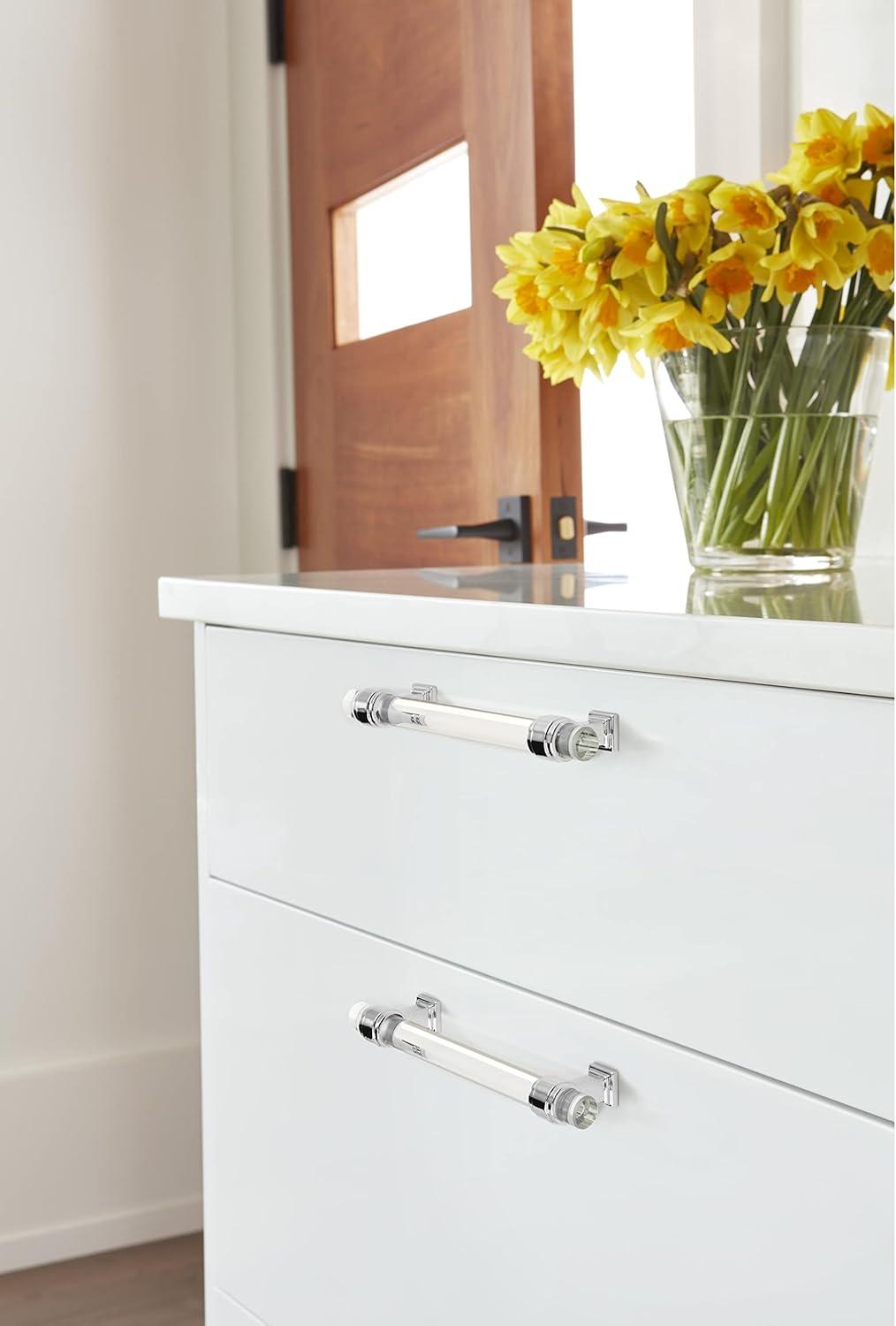 imageAmerock Cabinet Pull ClearPolished Chrome 5116 inch 128 mm Center to Center Glacio 1 Pack Drawer Pull Drawer Handle Cabinet HardwareClearPolished Chrome
