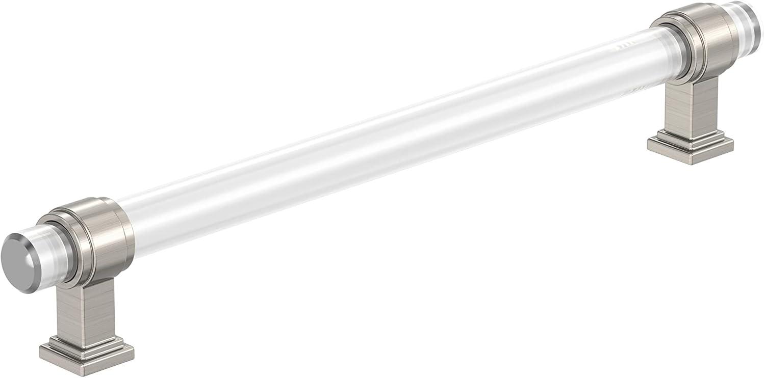imageAmerock Cabinet Pull ClearPolished Chrome 5116 inch 128 mm Center to Center Glacio 1 Pack Drawer Pull Drawer Handle Cabinet HardwareClearSatin Nickel