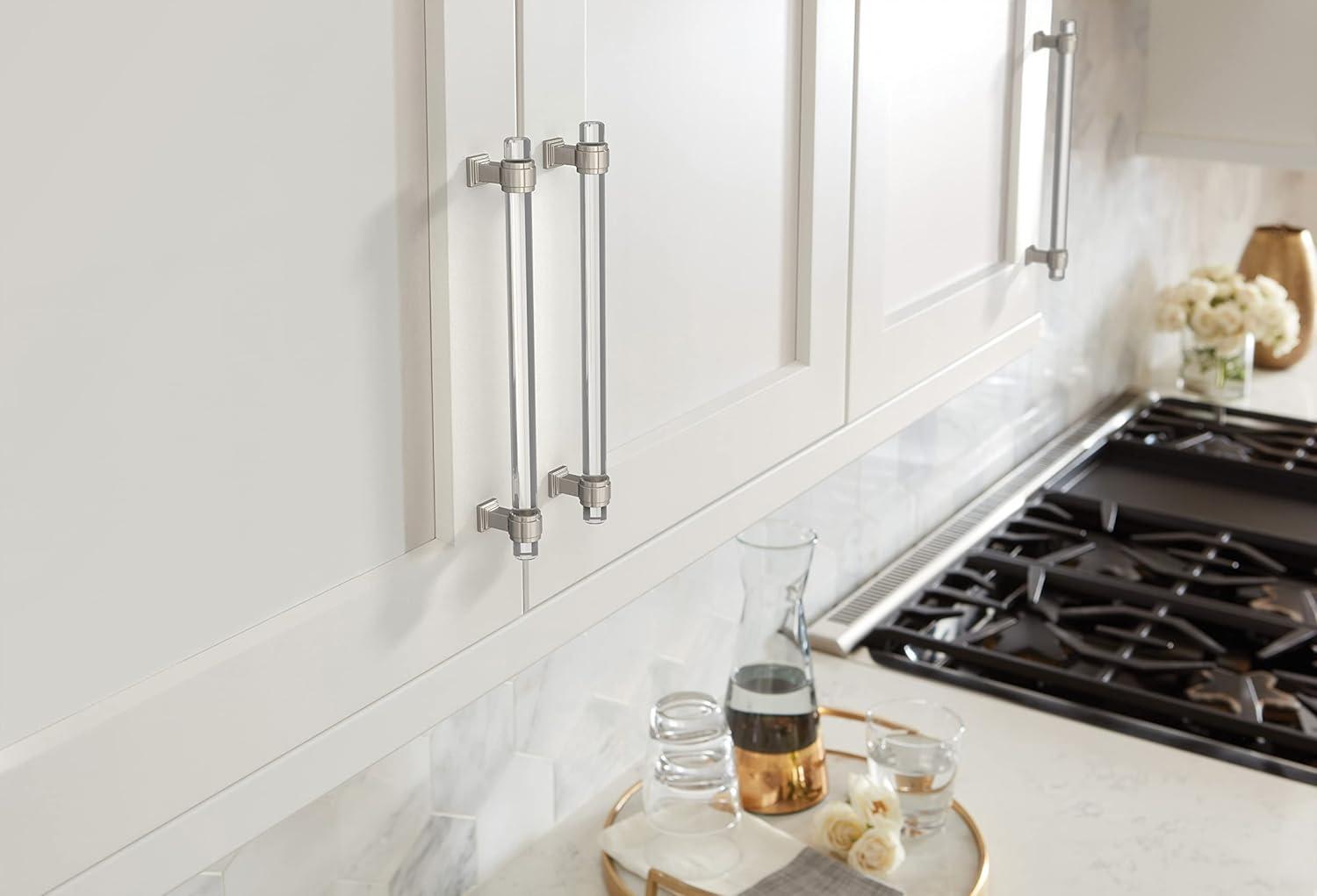 imageAmerock Cabinet Pull ClearPolished Chrome 5116 inch 128 mm Center to Center Glacio 1 Pack Drawer Pull Drawer Handle Cabinet HardwareClearSatin Nickel