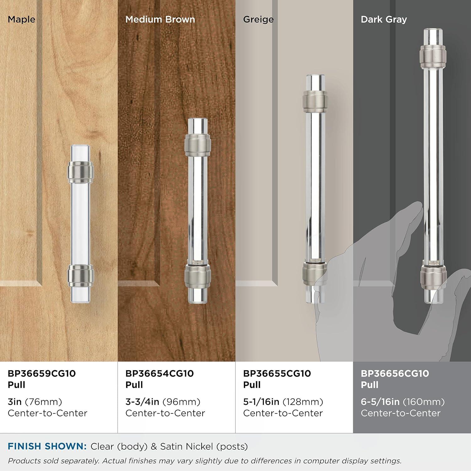 imageAmerock Cabinet Pull ClearPolished Chrome 5116 inch 128 mm Center to Center Glacio 1 Pack Drawer Pull Drawer Handle Cabinet HardwareClearSatin Nickel