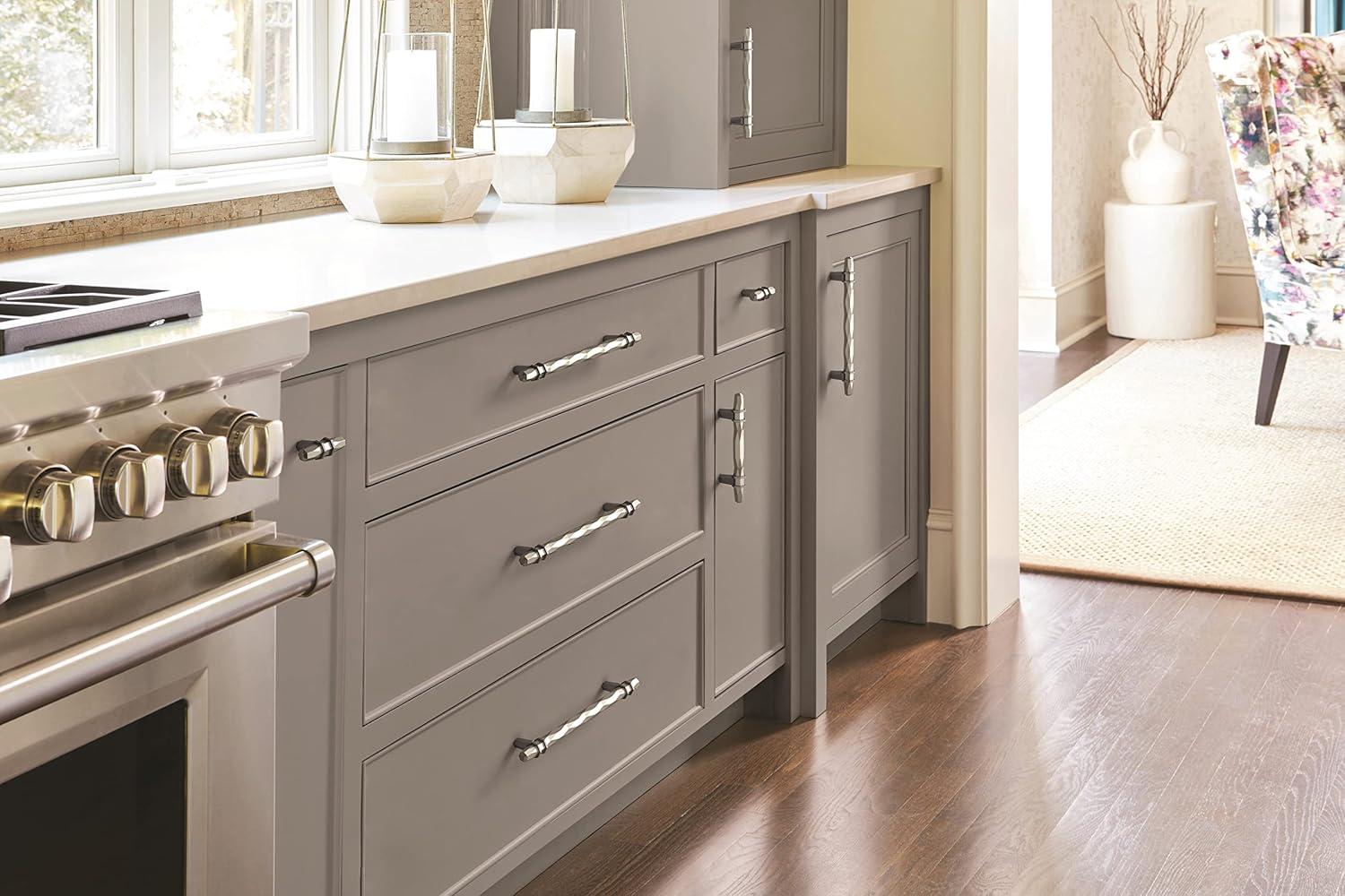 imageAmerock Cabinet Pull Golden ChampagneBlack Chrome 334 inch 96 mm CentertoCenter London 1 Pack Drawer Pull Drawer Handle Cabinet HardwarePolished NickelBlack Chrome