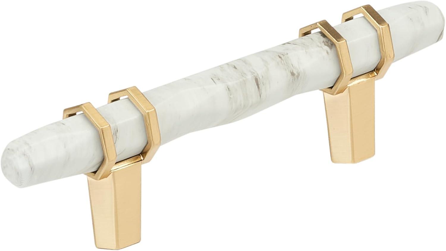 imageAmerock Cabinet Pull Marble WhiteGolden Champagne 5116 inch 128 mm Center to Center Carrione 1 Pack Drawer Pull Drawer Handle Cabinet Hardware ZincMarble WhiteChampagne Bronze