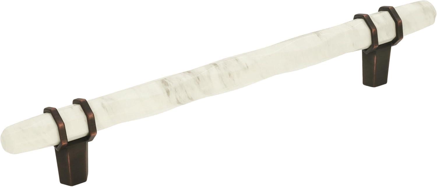 imageAmerock Cabinet Pull Marble WhiteGolden Champagne 5116 inch 128 mm Center to Center Carrione 1 Pack Drawer Pull Drawer Handle Cabinet Hardware ZincMarble WhiteOilRubbed Bronze