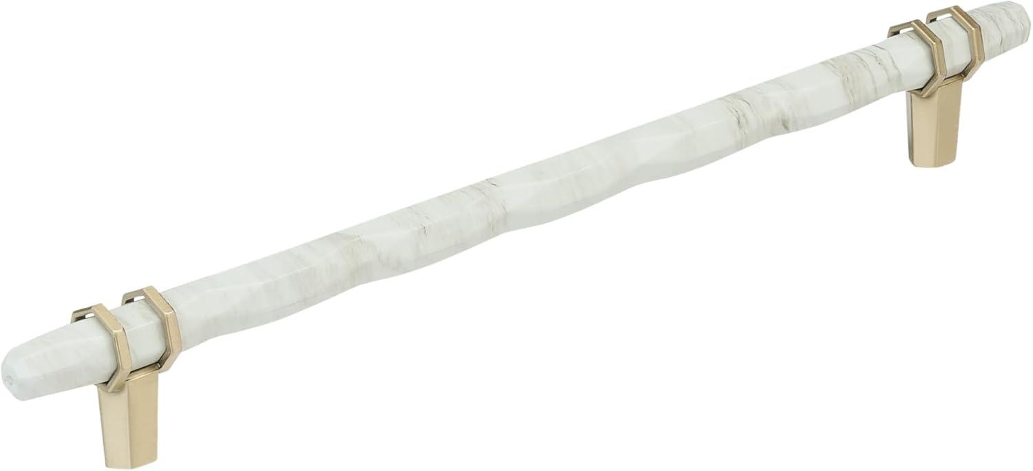 imageAmerock Cabinet Pull Marble WhiteGolden Champagne 5116 inch 128 mm Center to Center Carrione 1 Pack Drawer Pull Drawer Handle Cabinet Hardware ZincMarble WhiteGolden Champagne
