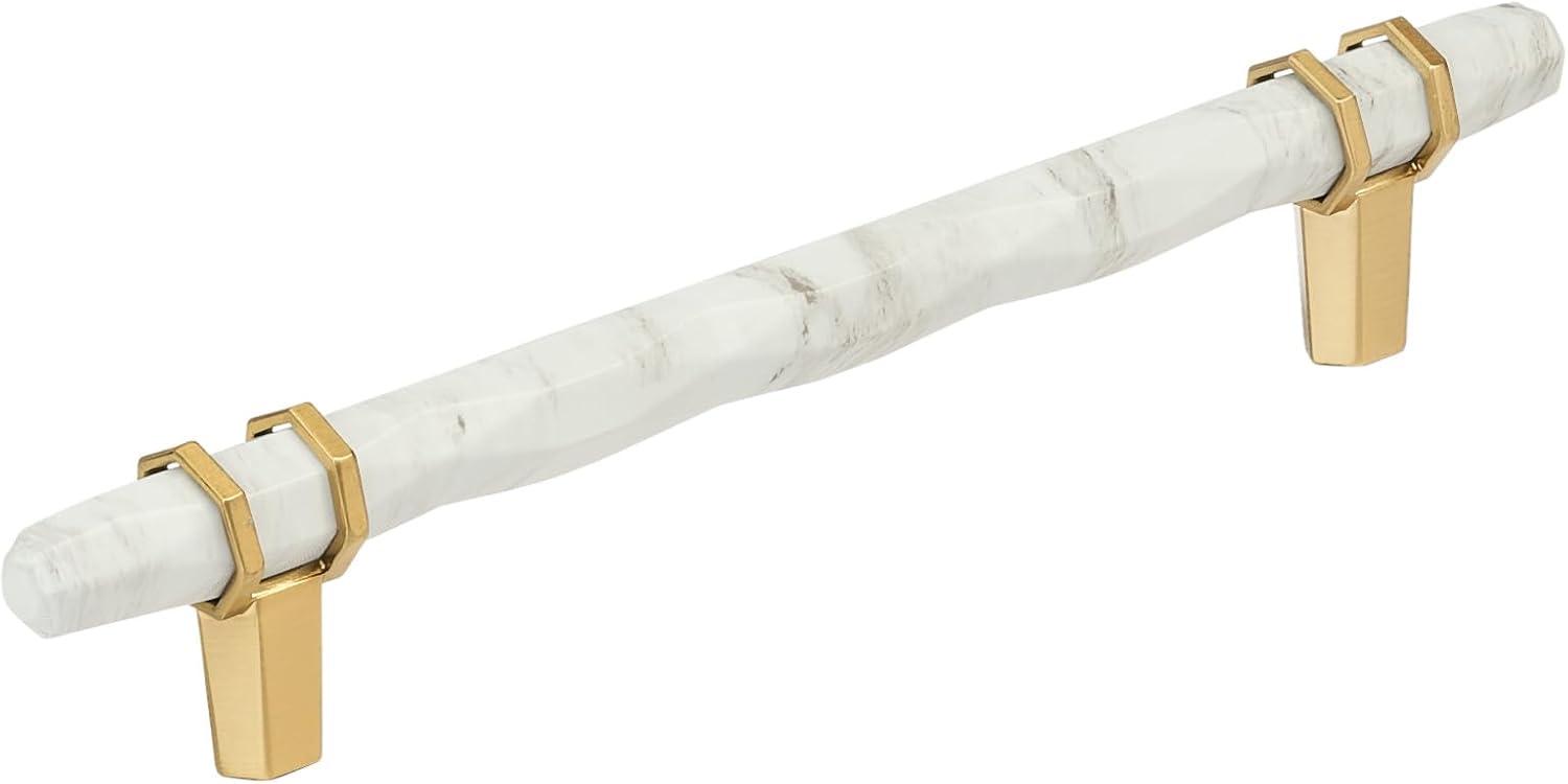 imageAmerock Cabinet Pull Marble WhiteGolden Champagne 5116 inch 128 mm Center to Center Carrione 1 Pack Drawer Pull Drawer Handle Cabinet Hardware ZincMarble WhiteChampagne Bronze