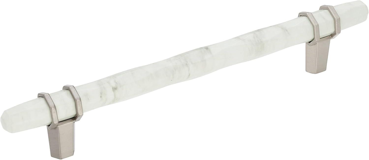 imageAmerock Cabinet Pull Marble WhiteGolden Champagne 5116 inch 128 mm Center to Center Carrione 1 Pack Drawer Pull Drawer Handle Cabinet Hardware ZincMarble WhiteSatin Nickel