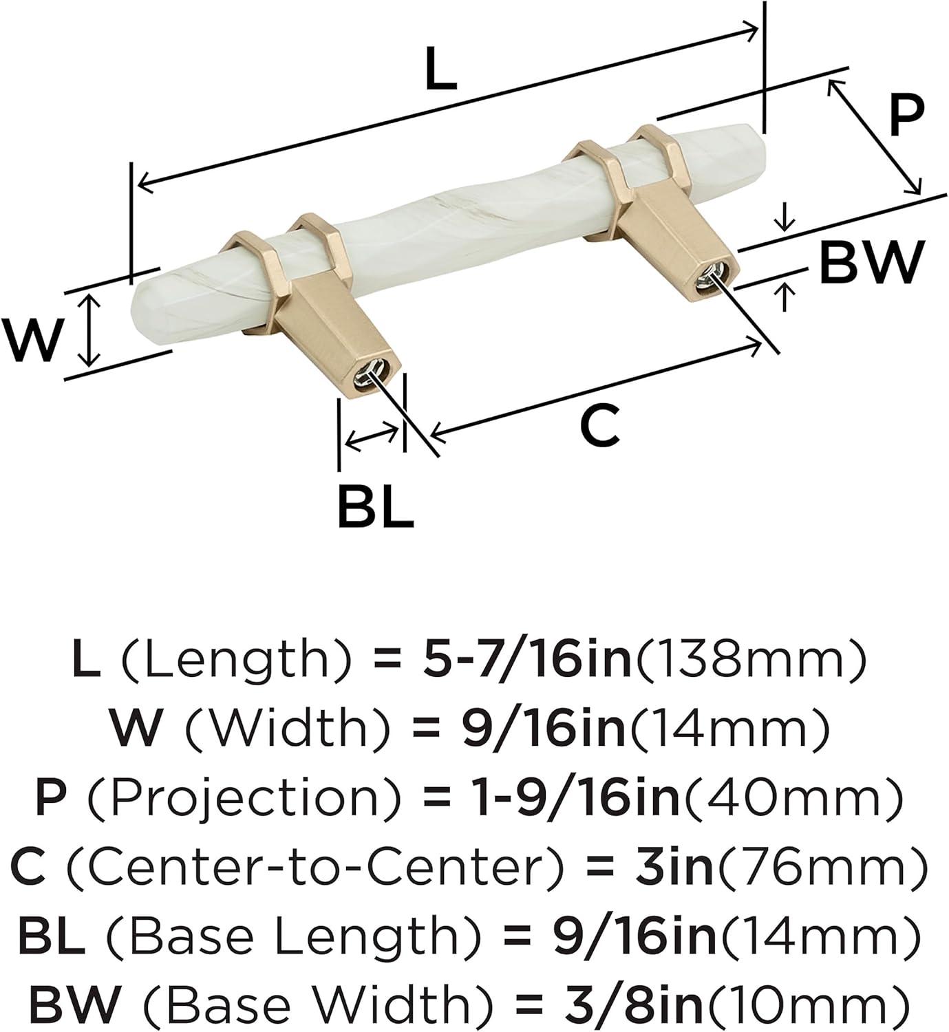 imageAmerock Cabinet Pull Marble WhiteGolden Champagne 5116 inch 128 mm Center to Center Carrione 1 Pack Drawer Pull Drawer Handle Cabinet Hardware ZincMarble WhiteGolden Champagne