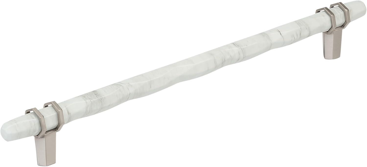 imageAmerock Cabinet Pull Marble WhiteGolden Champagne 5116 inch 128 mm Center to Center Carrione 1 Pack Drawer Pull Drawer Handle Cabinet Hardware ZincMarble WhiteSatin Nickel
