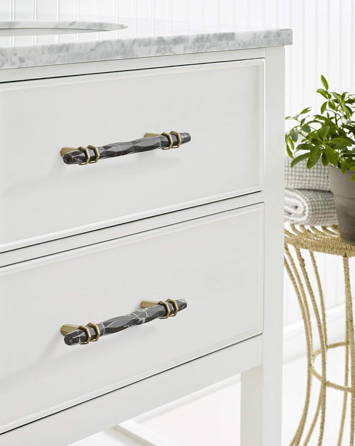 imageAmerock Cabinet Pull Marble WhiteGolden Champagne 5116 inch 128 mm Center to Center Carrione 1 Pack Drawer Pull Drawer Handle Cabinet Hardware ZincMarble BlackGolden Champagne