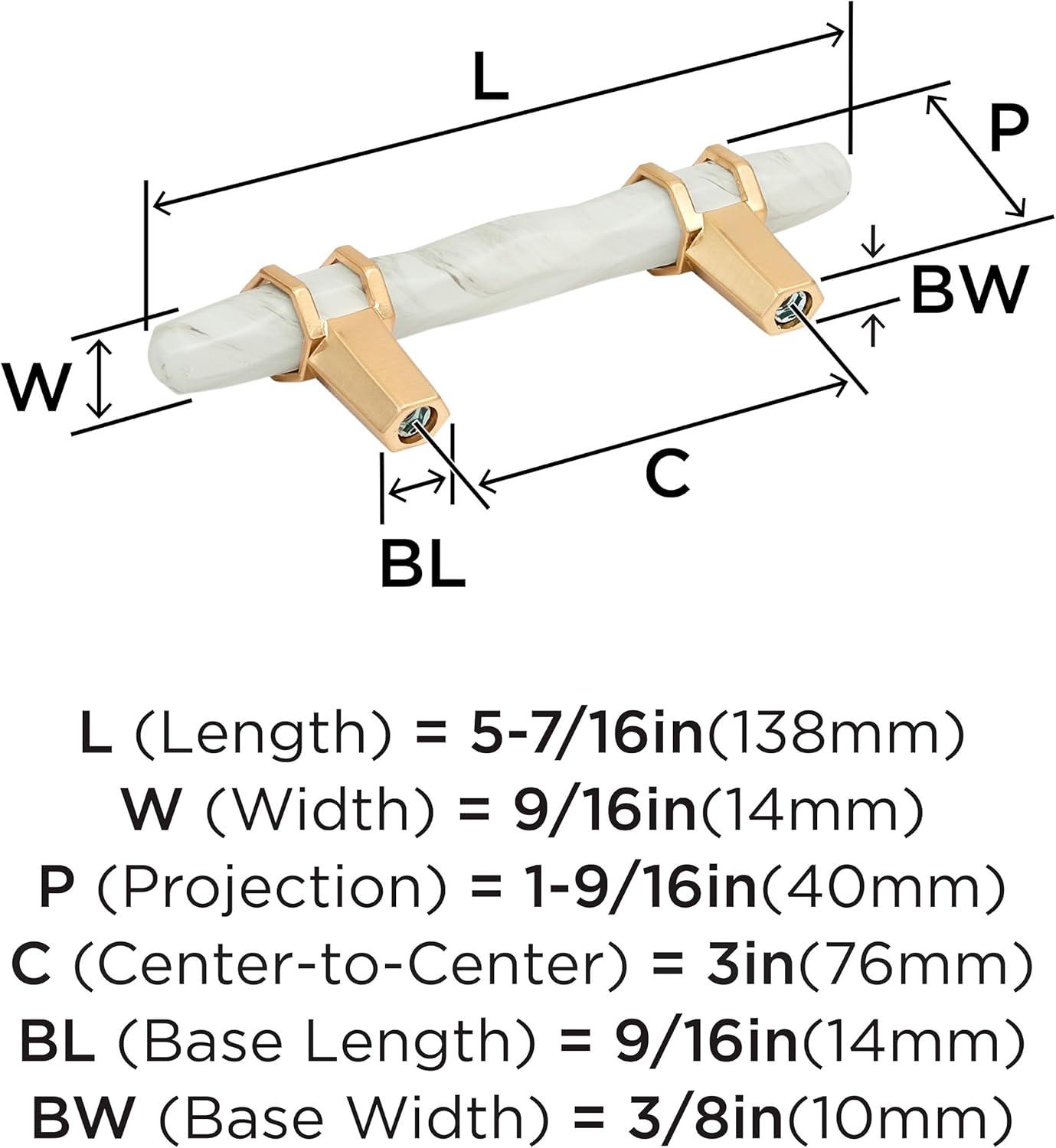 imageAmerock Cabinet Pull Marble WhiteGolden Champagne 5116 inch 128 mm Center to Center Carrione 1 Pack Drawer Pull Drawer Handle Cabinet Hardware ZincMarble WhiteChampagne Bronze