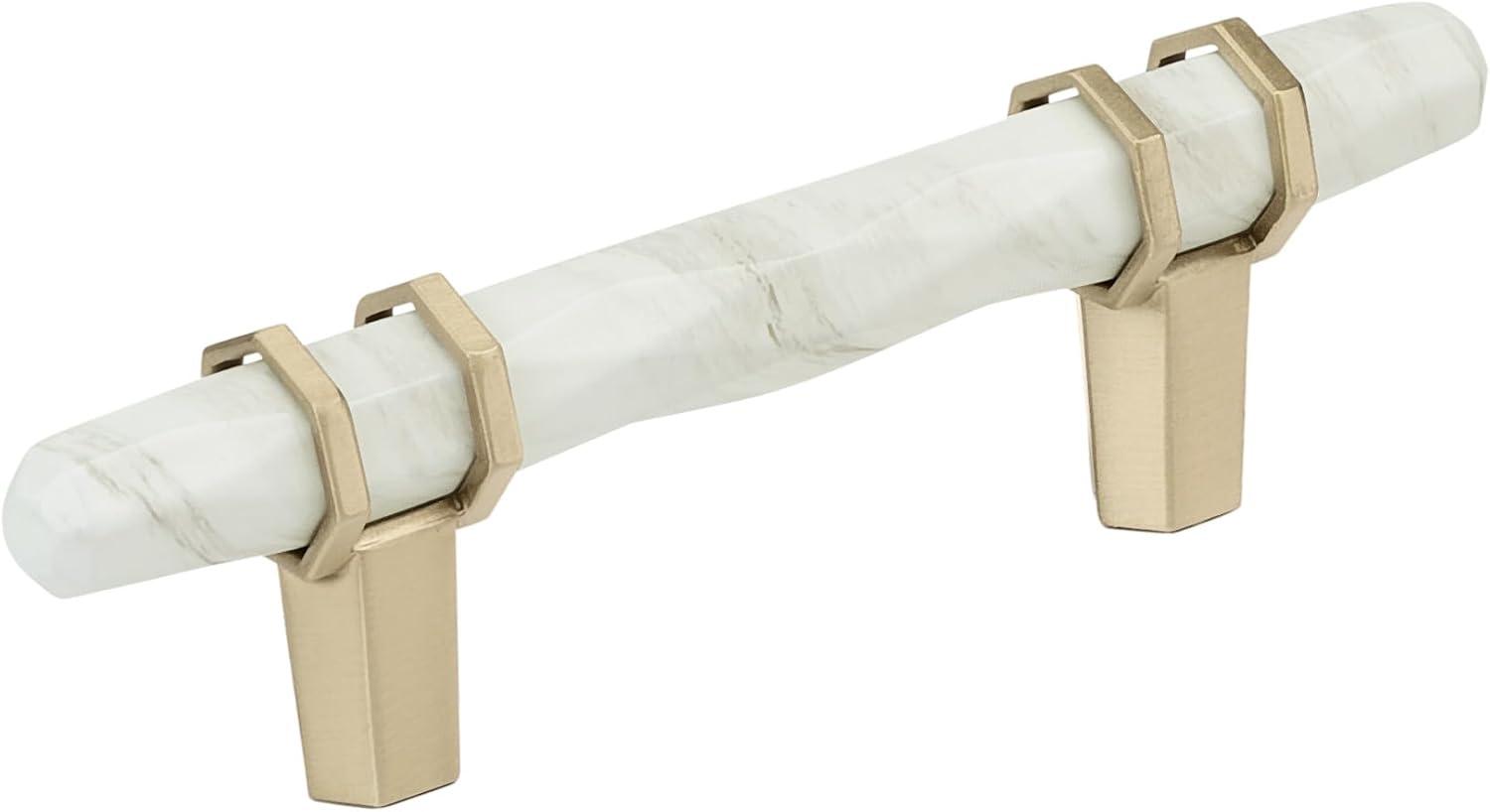 imageAmerock Cabinet Pull Marble WhiteGolden Champagne 5116 inch 128 mm Center to Center Carrione 1 Pack Drawer Pull Drawer Handle Cabinet Hardware ZincMarble WhiteGolden Champagne