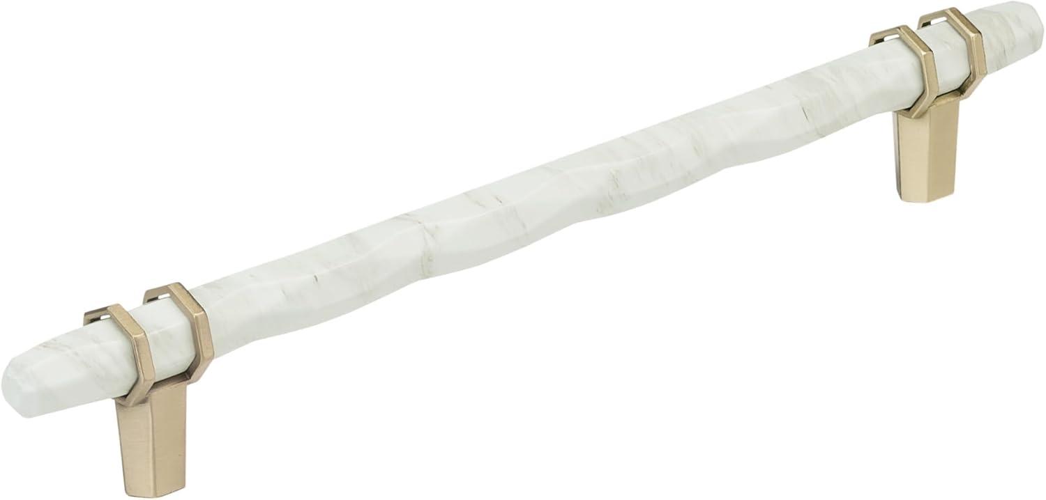 imageAmerock Cabinet Pull Marble WhiteGolden Champagne 5116 inch 128 mm Center to Center Carrione 1 Pack Drawer Pull Drawer Handle Cabinet Hardware ZincMarble WhiteGolden Champagne