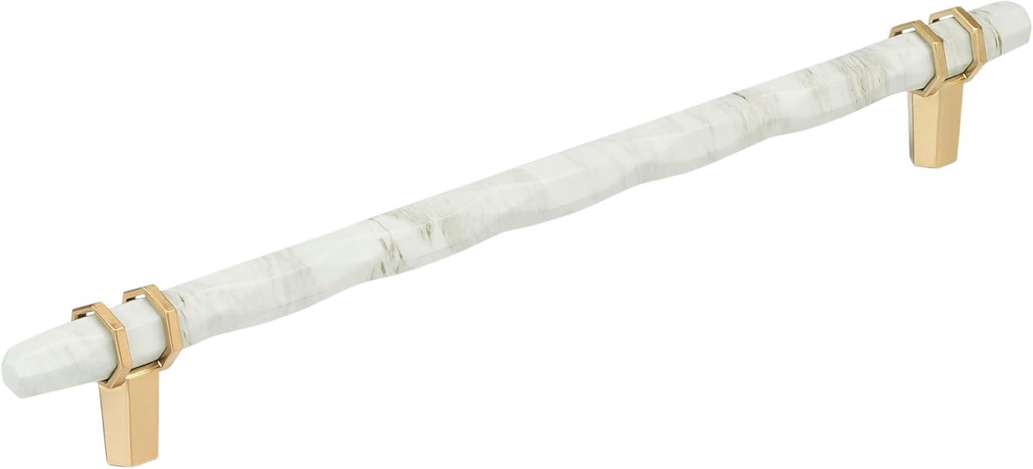 imageAmerock Cabinet Pull Marble WhiteGolden Champagne 5116 inch 128 mm Center to Center Carrione 1 Pack Drawer Pull Drawer Handle Cabinet Hardware ZincMarble WhiteChampagne Bronze