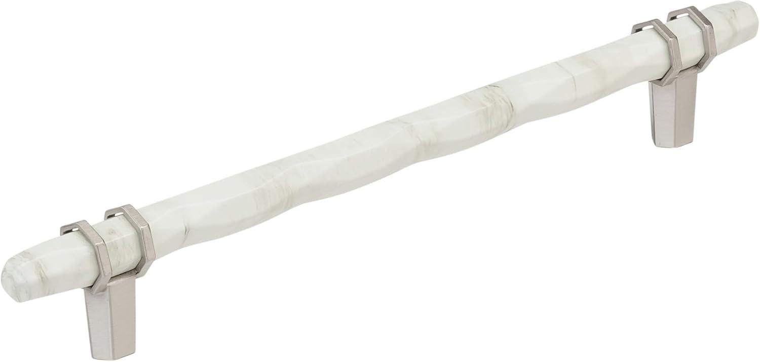 imageAmerock Cabinet Pull Marble WhiteGolden Champagne 5116 inch 128 mm Center to Center Carrione 1 Pack Drawer Pull Drawer Handle Cabinet Hardware ZincMarble WhiteSatin Nickel