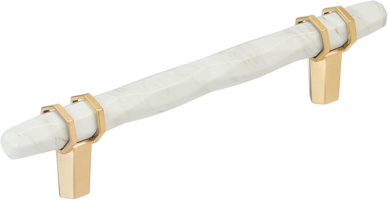 imageAmerock Cabinet Pull Marble WhiteGolden Champagne 5116 inch 128 mm Center to Center Carrione 1 Pack Drawer Pull Drawer Handle Cabinet Hardware ZincMarble WhiteChampagne Bronze
