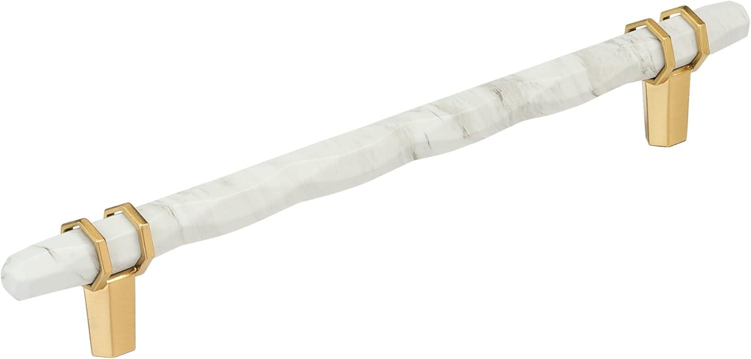 imageAmerock Cabinet Pull Marble WhiteGolden Champagne 5116 inch 128 mm Center to Center Carrione 1 Pack Drawer Pull Drawer Handle Cabinet Hardware ZincMarble WhiteChampagne Bronze