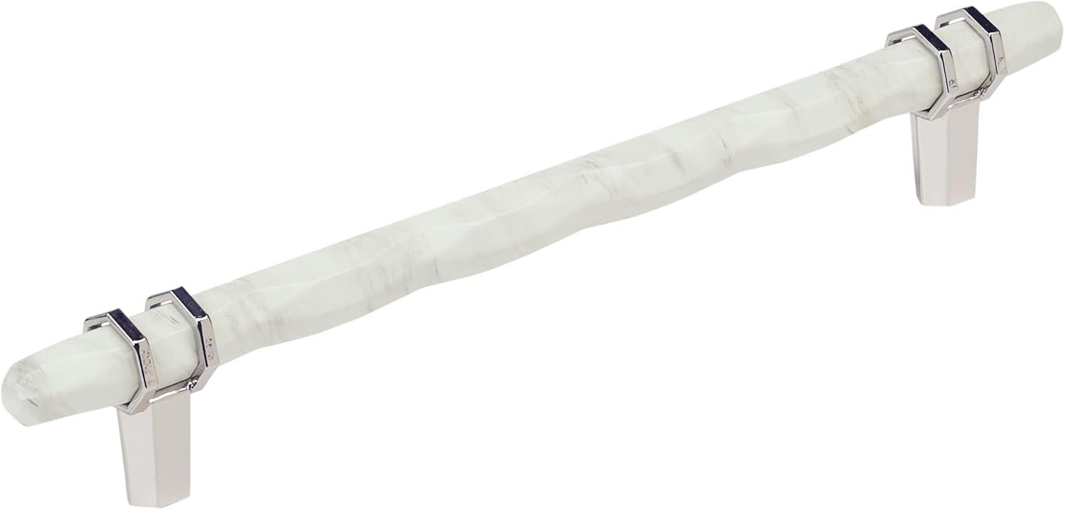 imageAmerock Cabinet Pull Marble WhiteGolden Champagne 5116 inch 128 mm Center to Center Carrione 1 Pack Drawer Pull Drawer Handle Cabinet Hardware ZincMarble WhitePolished Nickel