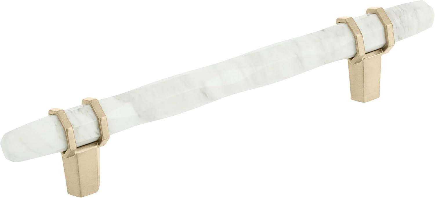 imageAmerock Cabinet Pull Marble WhiteGolden Champagne 5116 inch 128 mm Center to Center Carrione 1 Pack Drawer Pull Drawer Handle Cabinet Hardware ZincMarble WhiteGolden Champagne