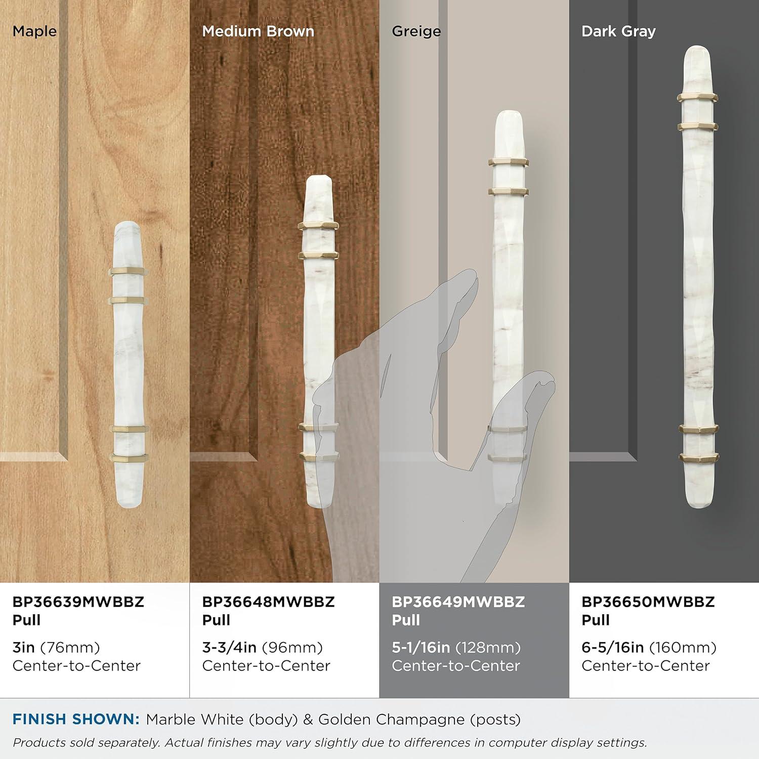 imageAmerock Cabinet Pull Marble WhiteGolden Champagne 5116 inch 128 mm Center to Center Carrione 1 Pack Drawer Pull Drawer Handle Cabinet Hardware ZincMarble WhiteGolden Champagne