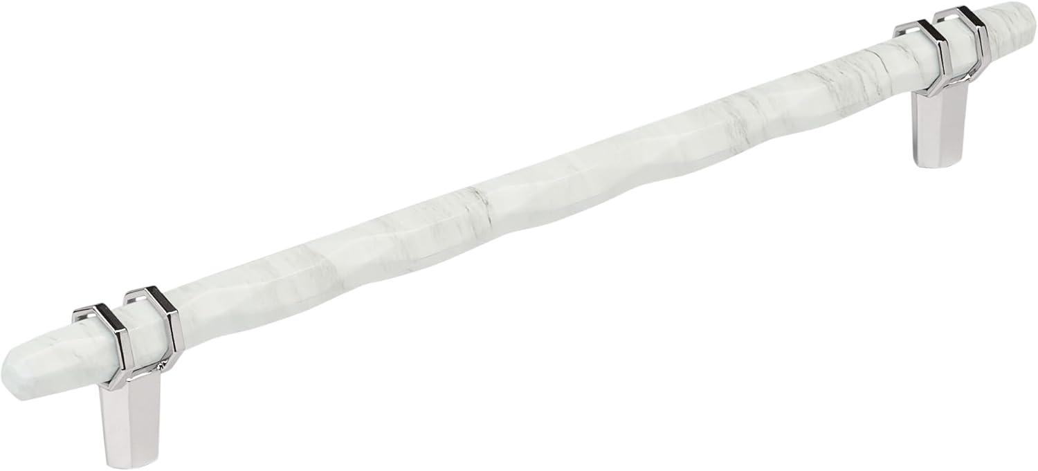 imageAmerock Cabinet Pull Marble WhiteGolden Champagne 5116 inch 128 mm Center to Center Carrione 1 Pack Drawer Pull Drawer Handle Cabinet Hardware ZincMarble WhitePolished Chrome