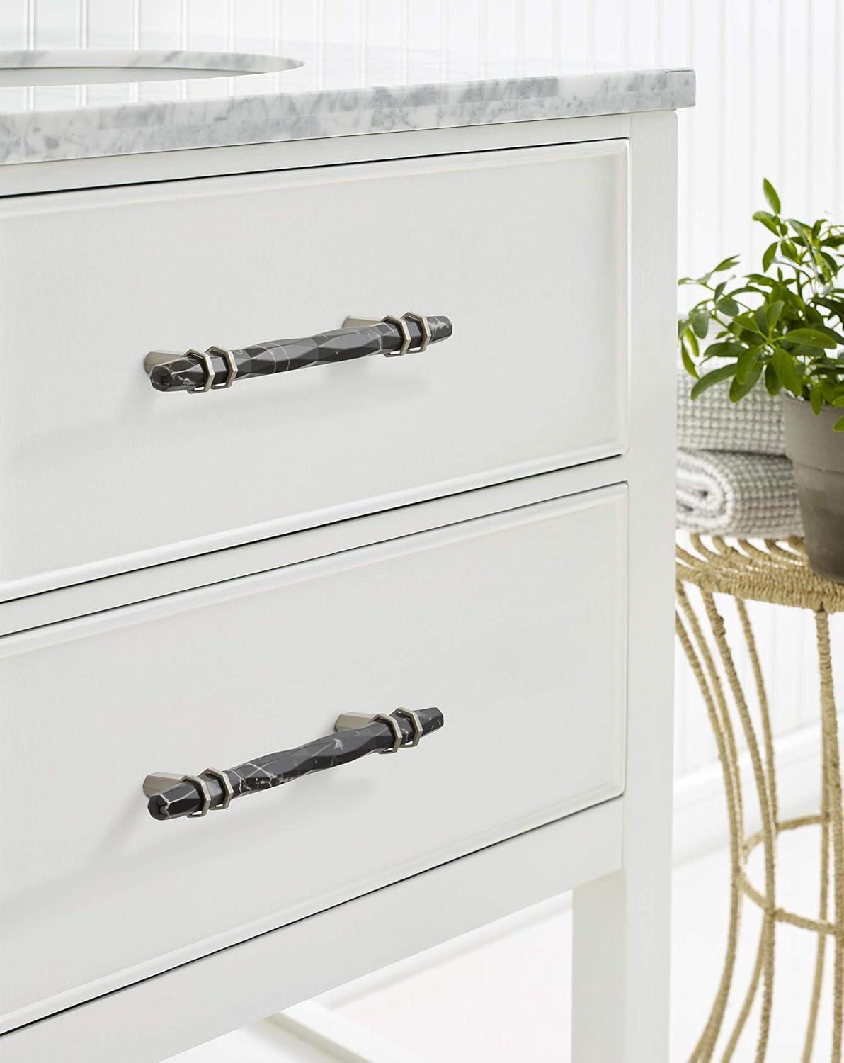 imageAmerock Cabinet Pull Marble WhiteGolden Champagne 5116 inch 128 mm Center to Center Carrione 1 Pack Drawer Pull Drawer Handle Cabinet Hardware ZincMarble BlackSatin Nickel