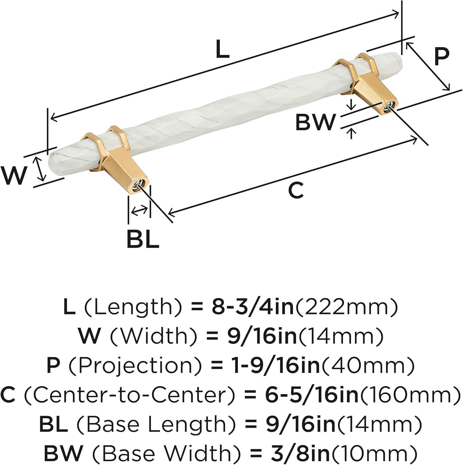 imageAmerock Cabinet Pull Marble WhiteGolden Champagne 5116 inch 128 mm Center to Center Carrione 1 Pack Drawer Pull Drawer Handle Cabinet Hardware ZincMarble WhiteChampagne Bronze