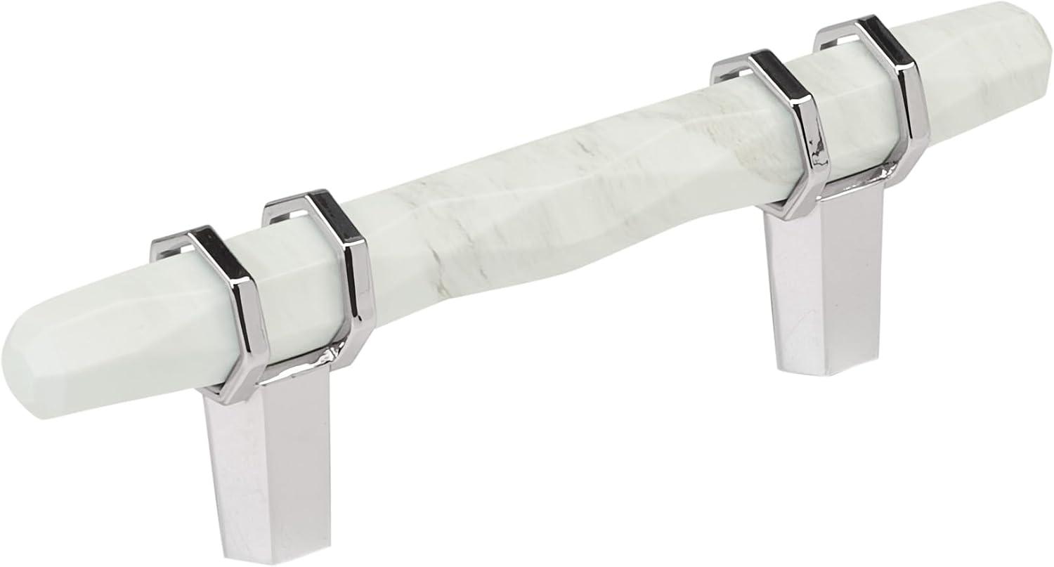 imageAmerock Cabinet Pull Marble WhiteGolden Champagne 5116 inch 128 mm Center to Center Carrione 1 Pack Drawer Pull Drawer Handle Cabinet Hardware ZincMarble WhitePolished Chrome