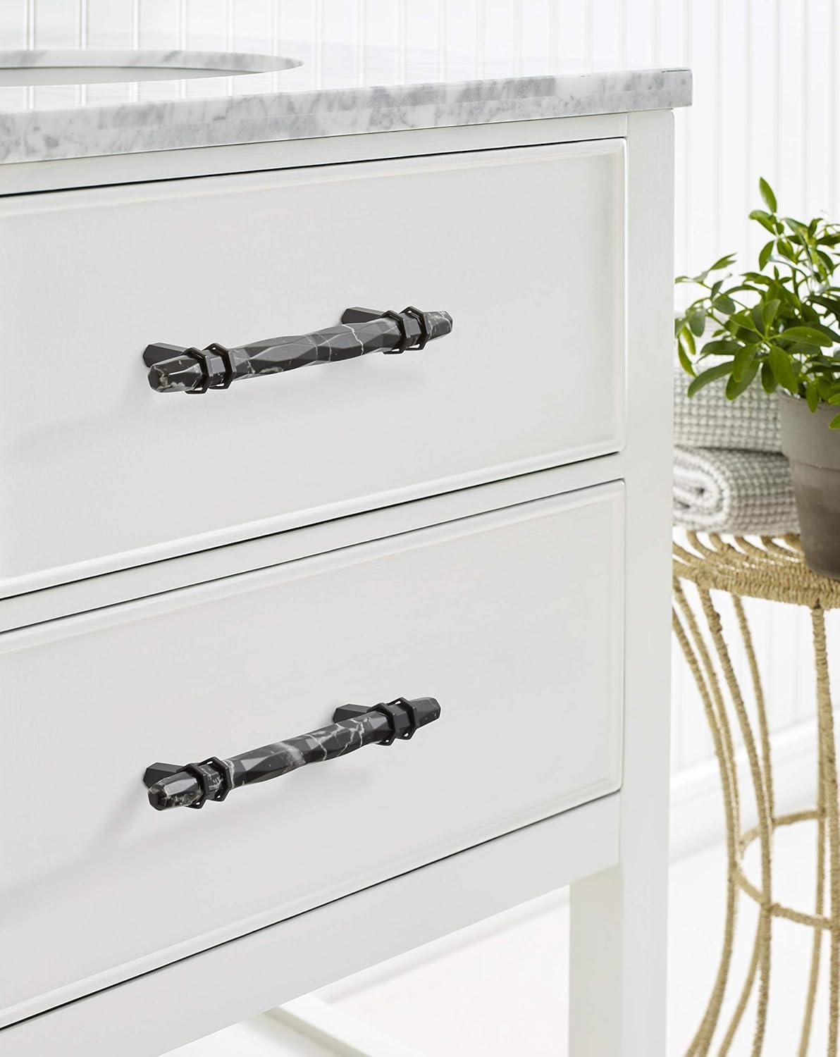 imageAmerock Cabinet Pull Marble WhiteGolden Champagne 5116 inch 128 mm Center to Center Carrione 1 Pack Drawer Pull Drawer Handle Cabinet Hardware ZincMarble BlackBlack Bronze