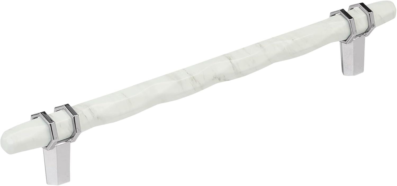 imageAmerock Cabinet Pull Marble WhiteGolden Champagne 5116 inch 128 mm Center to Center Carrione 1 Pack Drawer Pull Drawer Handle Cabinet Hardware ZincMarble WhitePolished Chrome