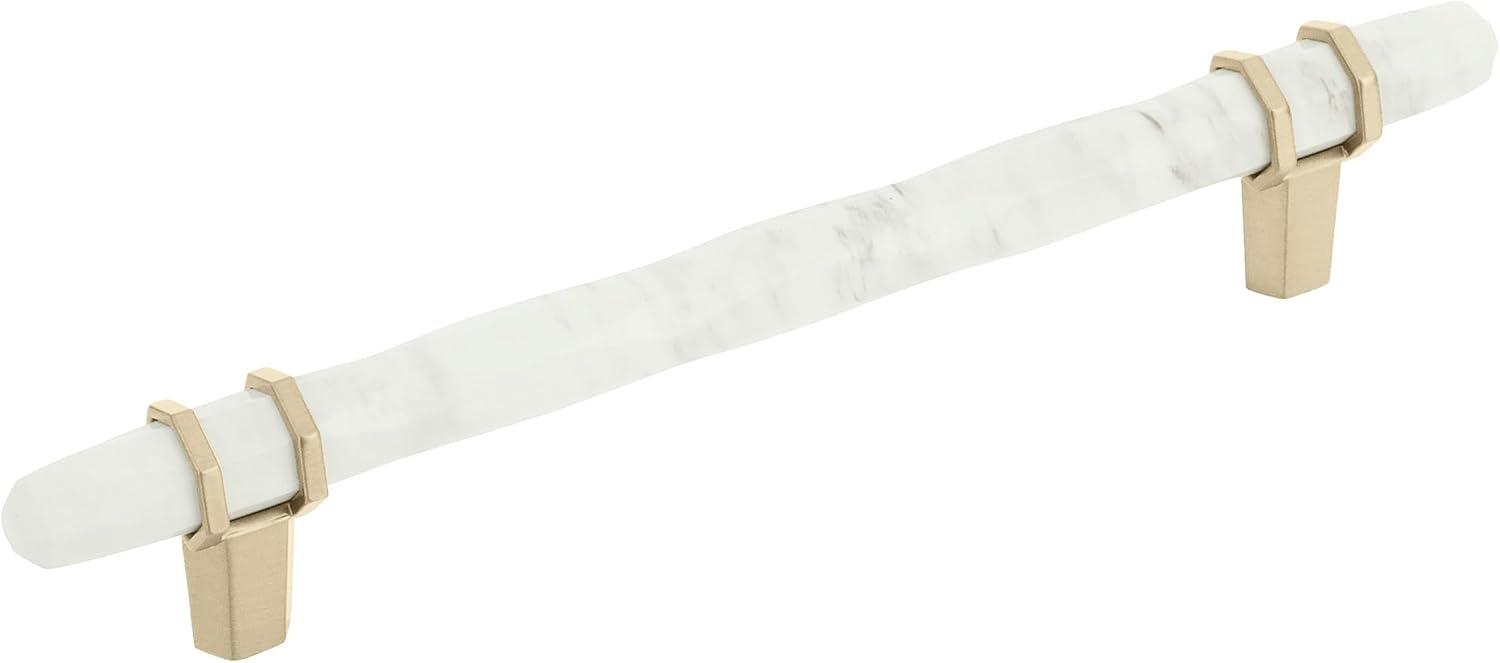 imageAmerock Cabinet Pull Marble WhiteGolden Champagne 5116 inch 128 mm Center to Center Carrione 1 Pack Drawer Pull Drawer Handle Cabinet Hardware ZincMarble WhiteGolden Champagne
