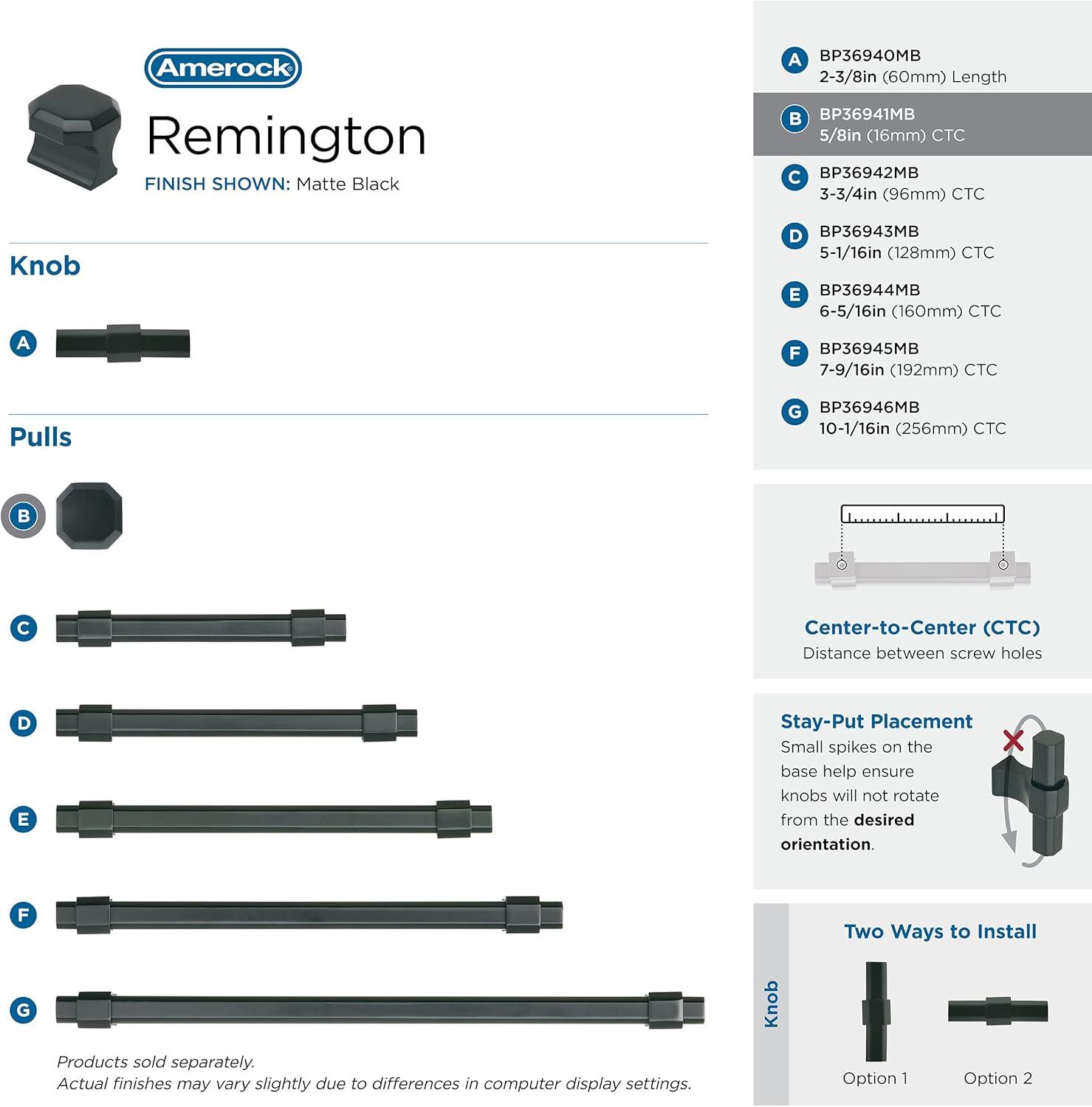 imageAmerock Cabinet Pull Matte Black 58 inch 16 mm Center to Center Remington 1 Pack Drawer Pull Drawer Handle Cabinet HardwareMatte Black