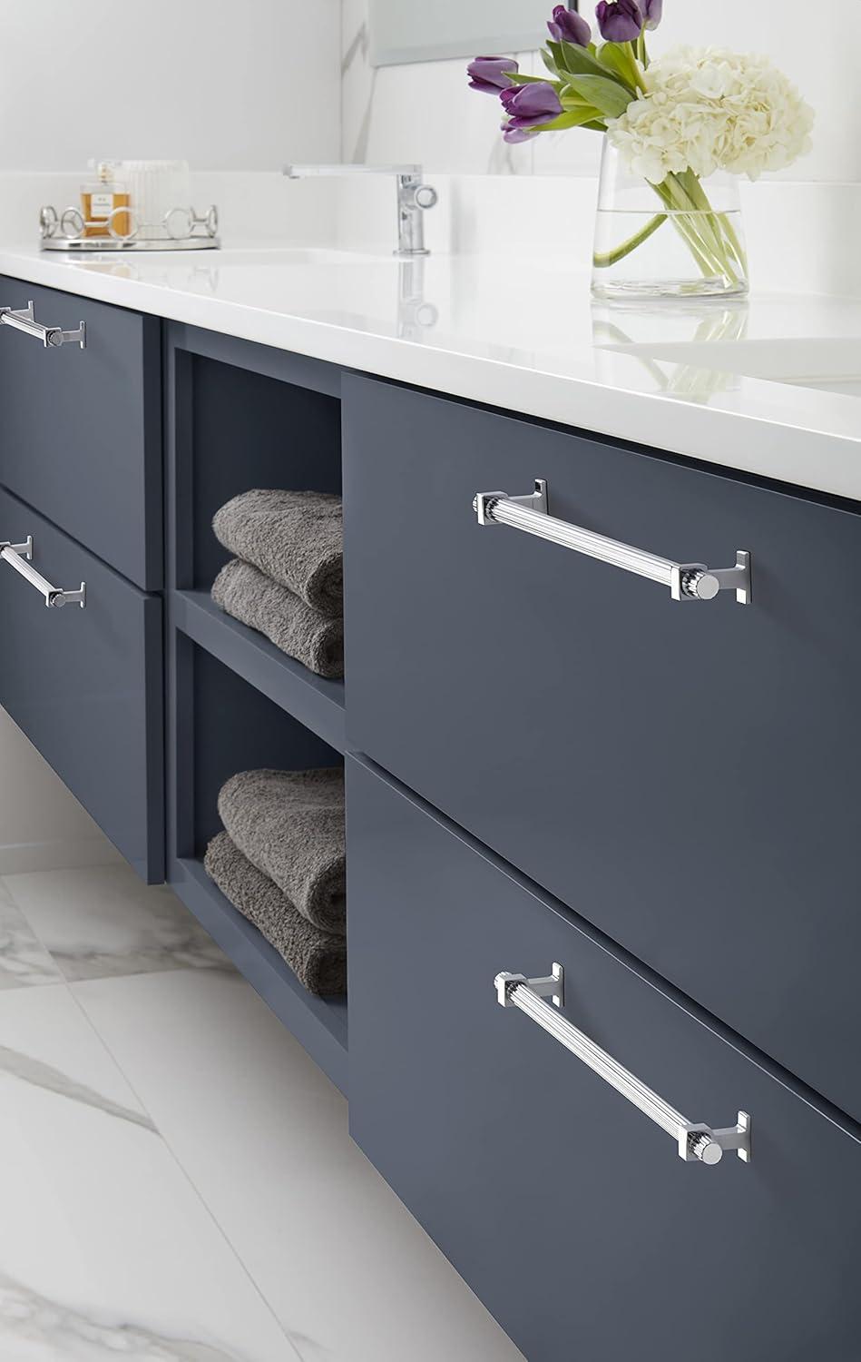 imageAmerock Cabinet Pull Matte Black 6516 inch 160 mm Center to Center Carrigan 1 Pack Drawer Pull Drawer Handle Cabinet HardwarePolished Chrome