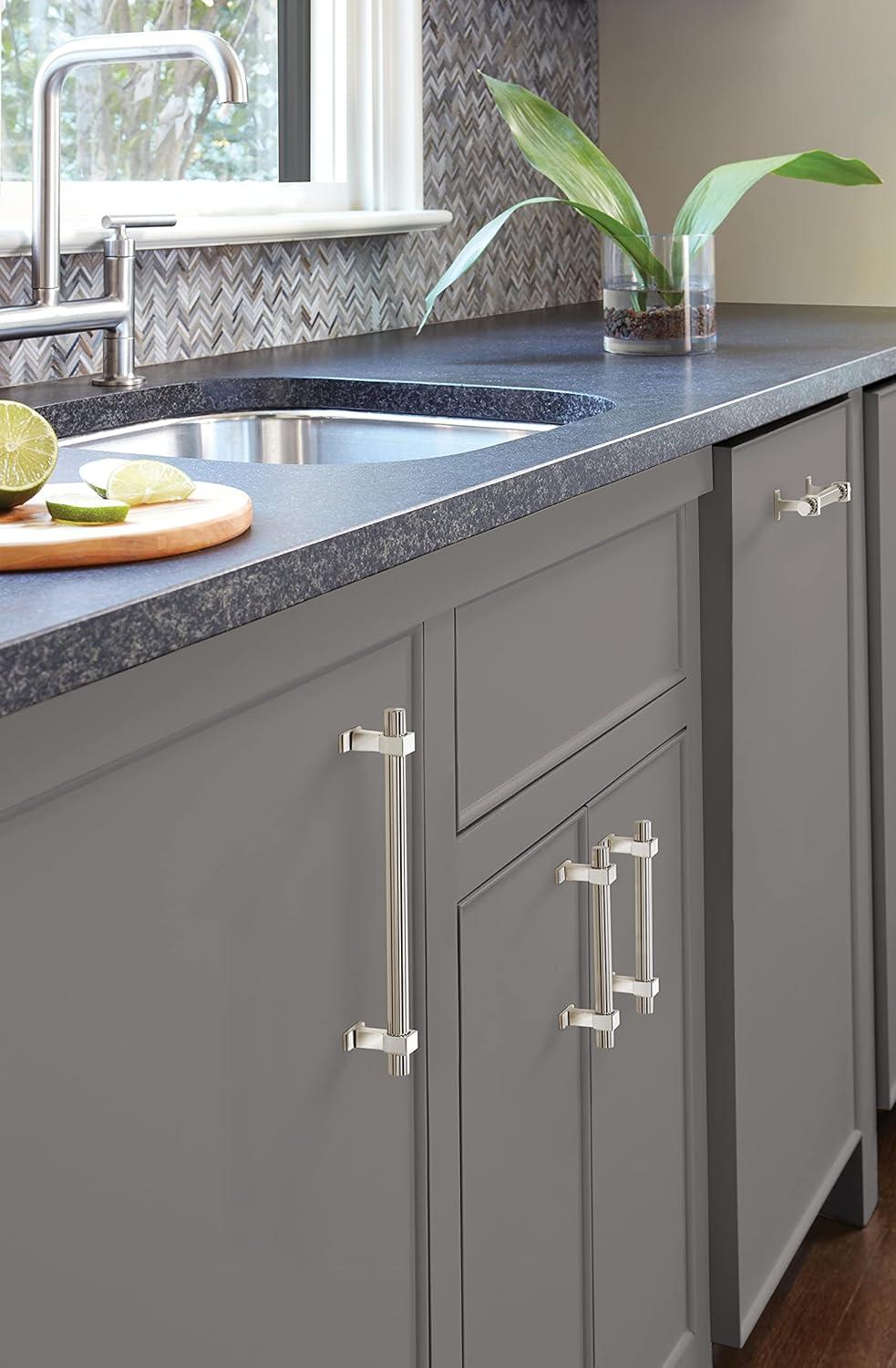 imageAmerock Cabinet Pull Matte Black 6516 inch 160 mm Center to Center Carrigan 1 Pack Drawer Pull Drawer Handle Cabinet HardwarePolished Nickel
