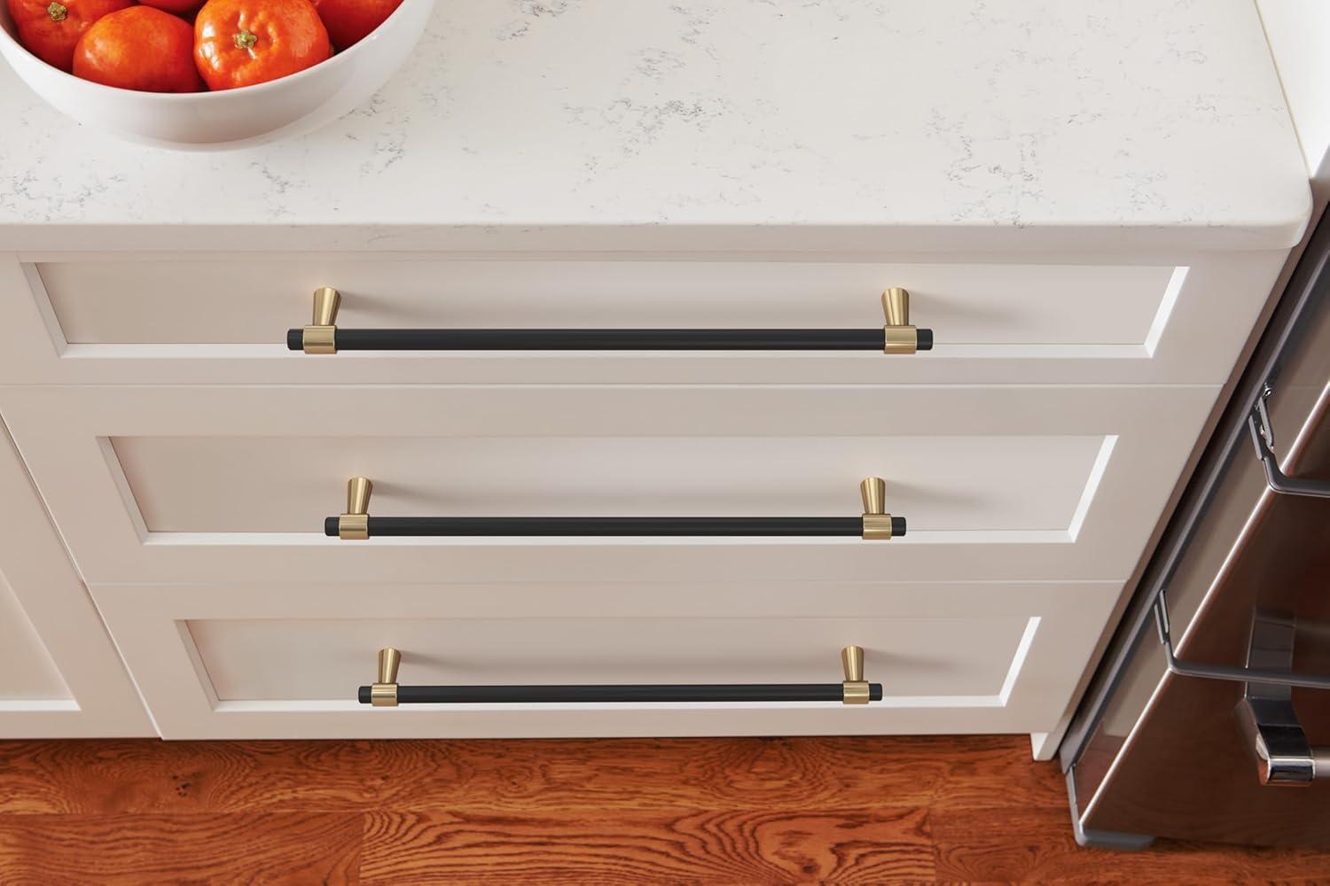 imageAmerock Cabinet Pull Matte BlackChampagne Bronze 334 inch 96 mm CentertoCenter Mergence 1 Pack Drawer Pull Cabinet Handle Cabinet HardwareMatte BlackGolden Champagne