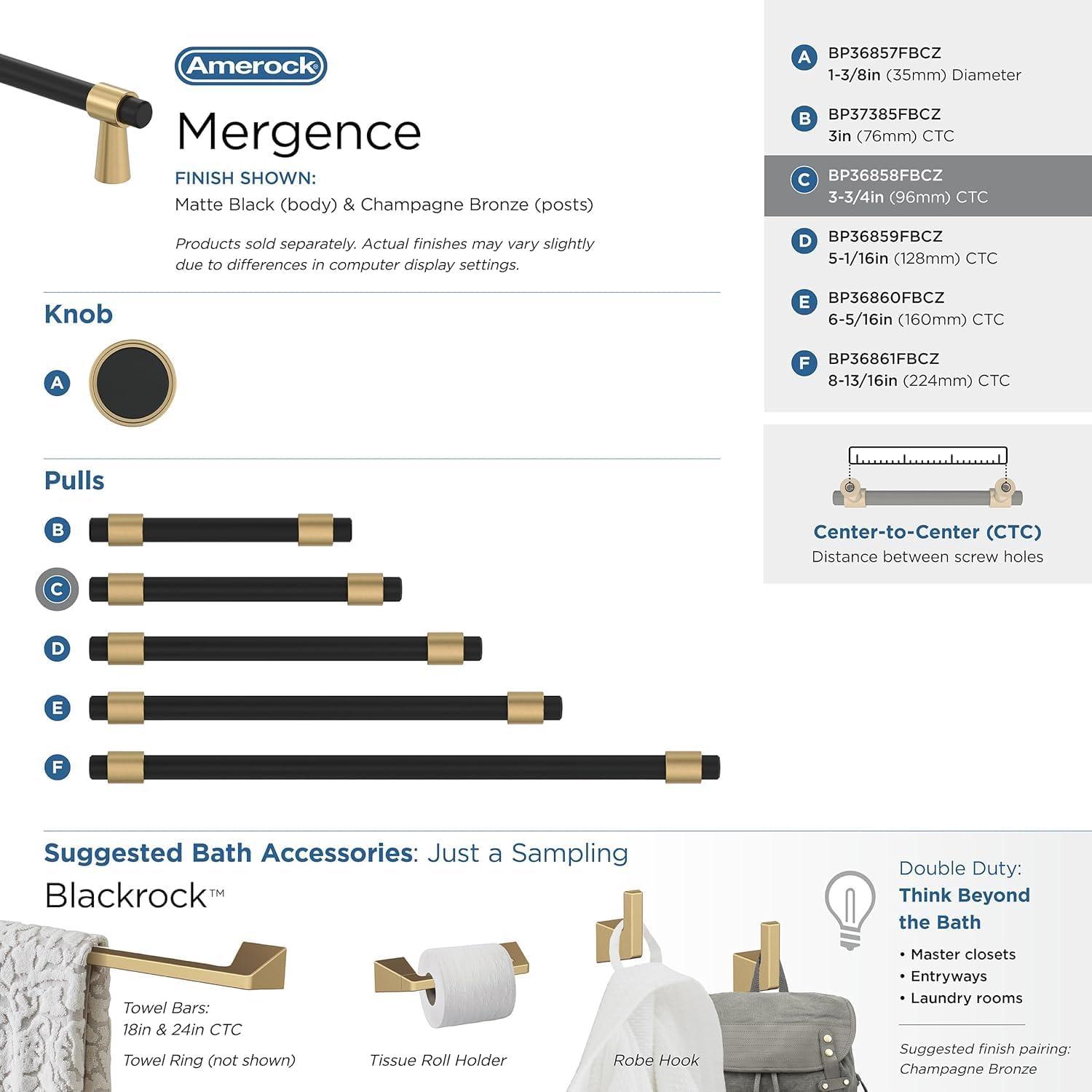 imageAmerock Cabinet Pull Matte BlackChampagne Bronze 334 inch 96 mm CentertoCenter Mergence 1 Pack Drawer Pull Cabinet Handle Cabinet HardwareMatte BlackChampagne Bronze