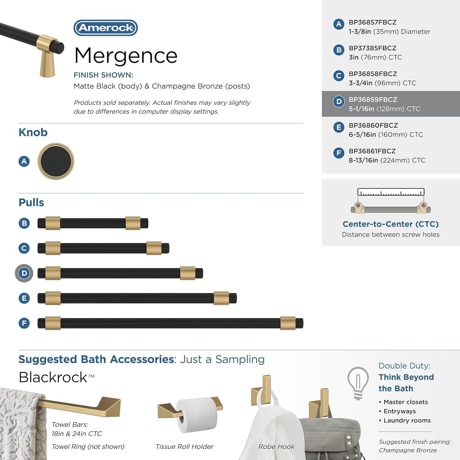 imageAmerock Cabinet Pull Matte BlackChampagne Bronze 334 inch 96 mm CentertoCenter Mergence 1 Pack Drawer Pull Cabinet Handle Cabinet HardwareMatte BlackChampagne Bronze