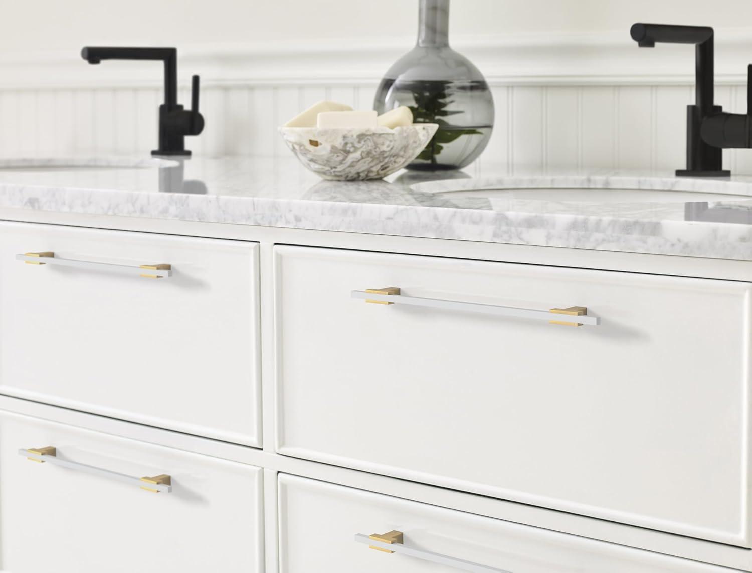 imageAmerock Cabinet Pull Polished ChromeBlack Chrome 10116 inch 256 mm Center to Center Urbanite 1 Pack Drawer Pull Drawer Handle Cabinet HardwareChampagne BronzeWhite