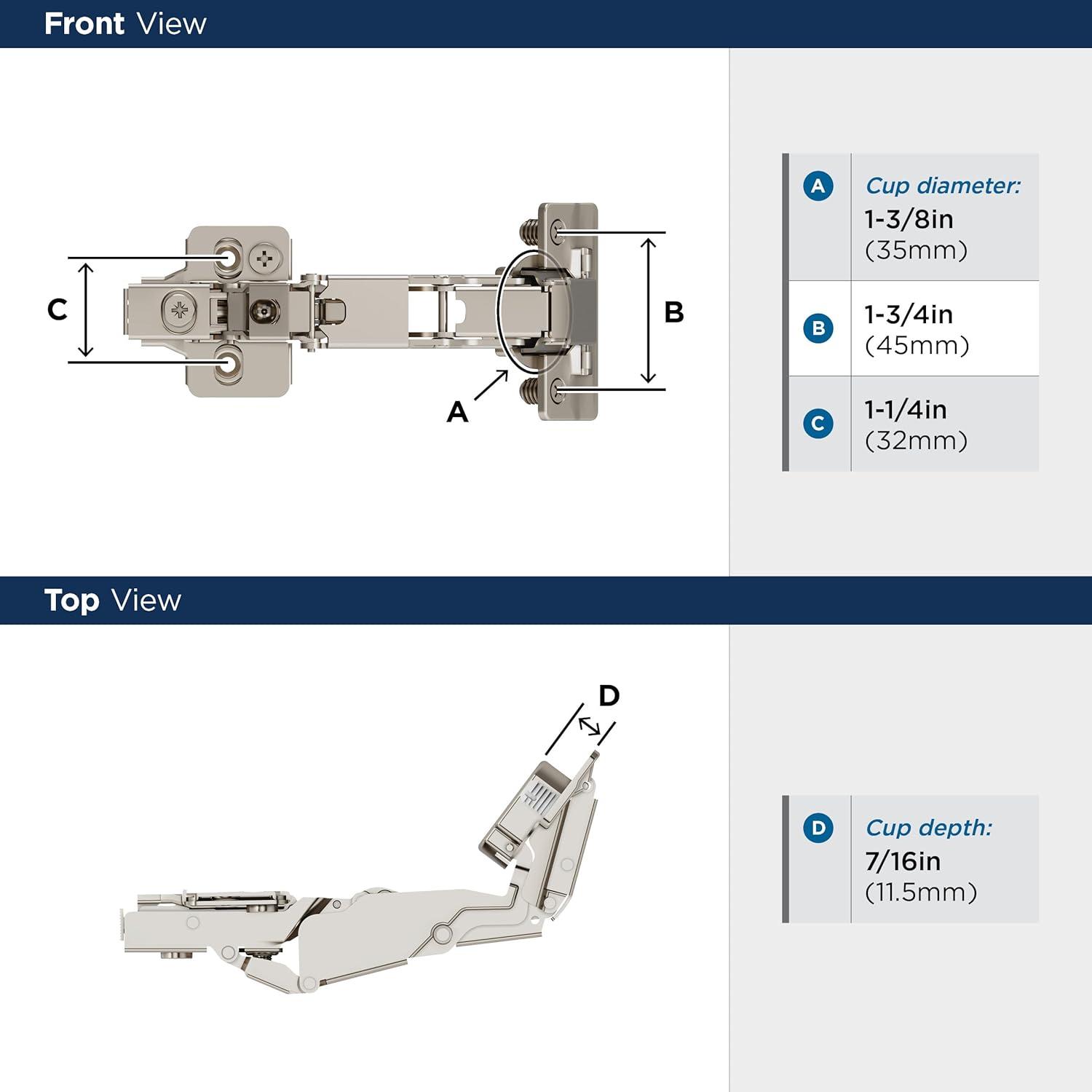 imageAmerock 2 Pack Full Overlay 165 Degree Lazy Susan BiFold Door SelfClosing Concealed Hinge for Frameless Cabinet165 Degree Frameless