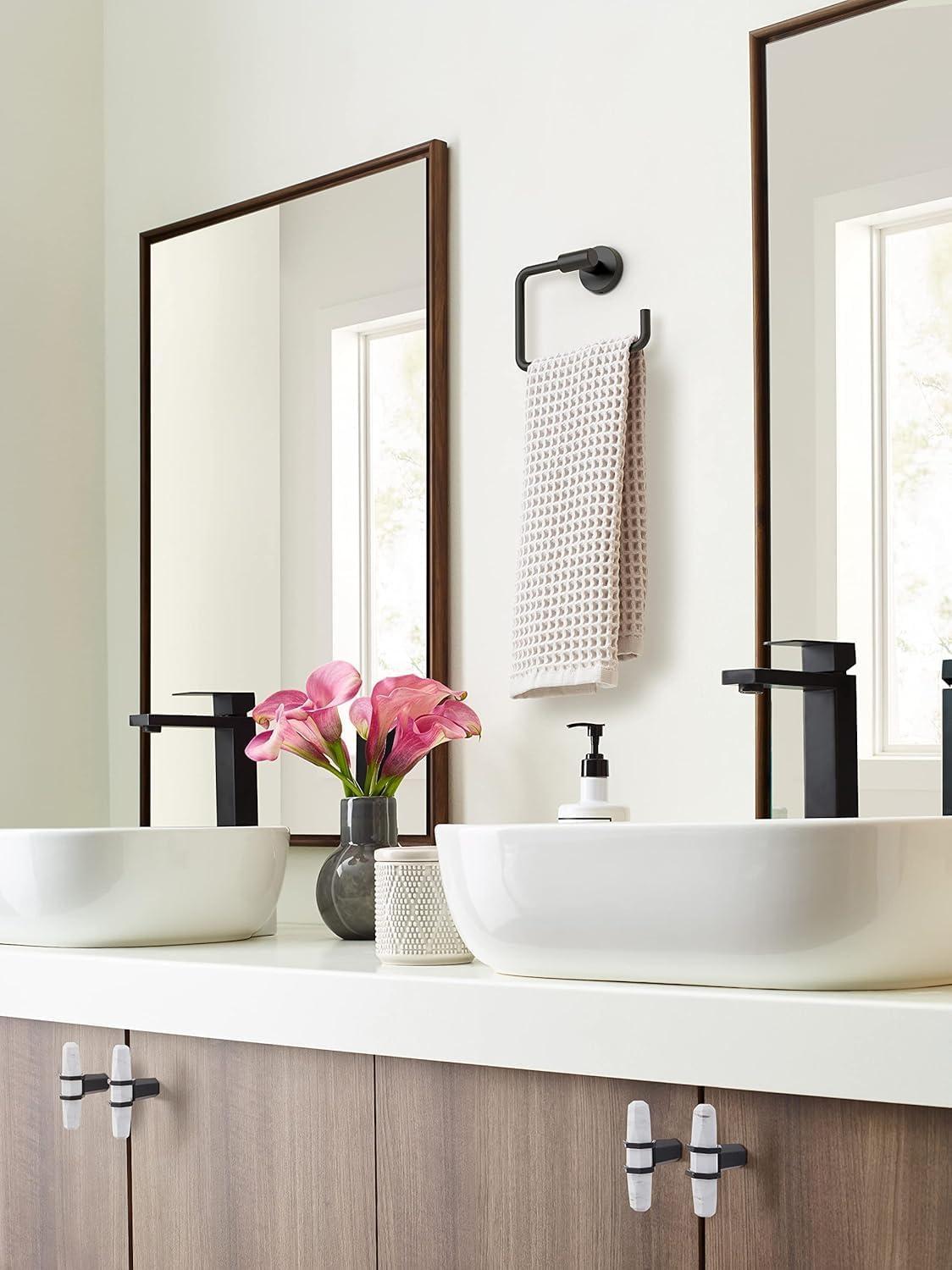 imageAmerock BH26541MB Matte Black Towel Bar 6716 in 164 mm Length Towel Holder Arrondi Hand Towel Holder for Bathroom Wall Small Kitchen Bath Accessories
