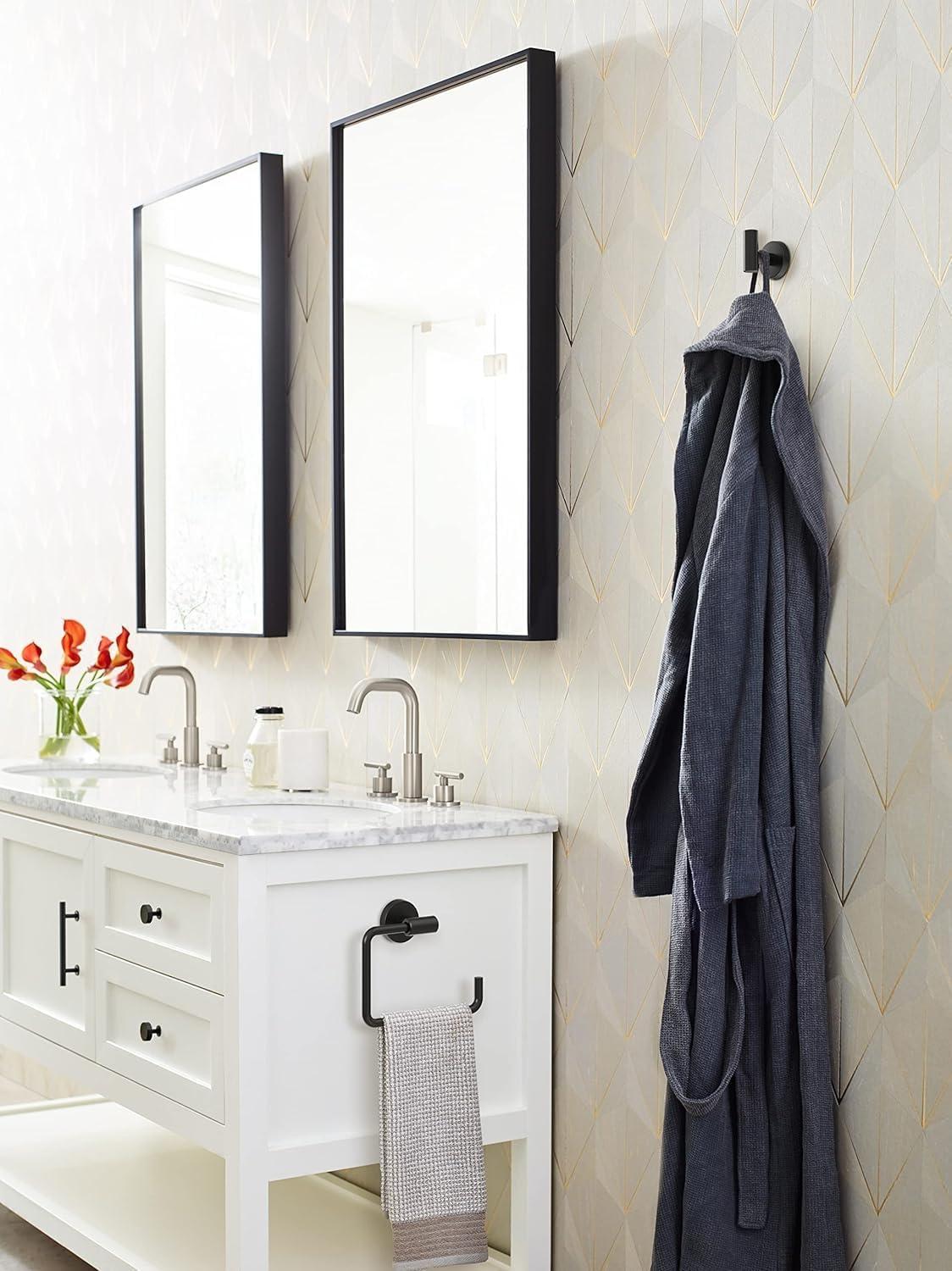 imageAmerock BH26541MB Matte Black Towel Bar 6716 in 164 mm Length Towel Holder Arrondi Hand Towel Holder for Bathroom Wall Small Kitchen Bath Accessories