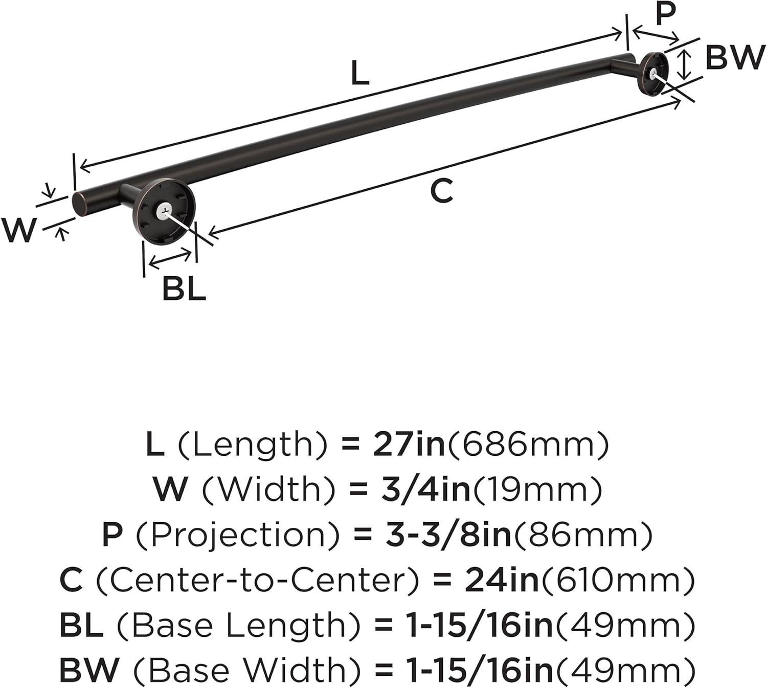 imageAmerock BH26546MB Matte Black Towel Bar 9 in 229 mm Towel Rack Arrondi Bathroom Towel Holder Bathroom Hardware Bath AccessoriesOil Rubbed Bronze