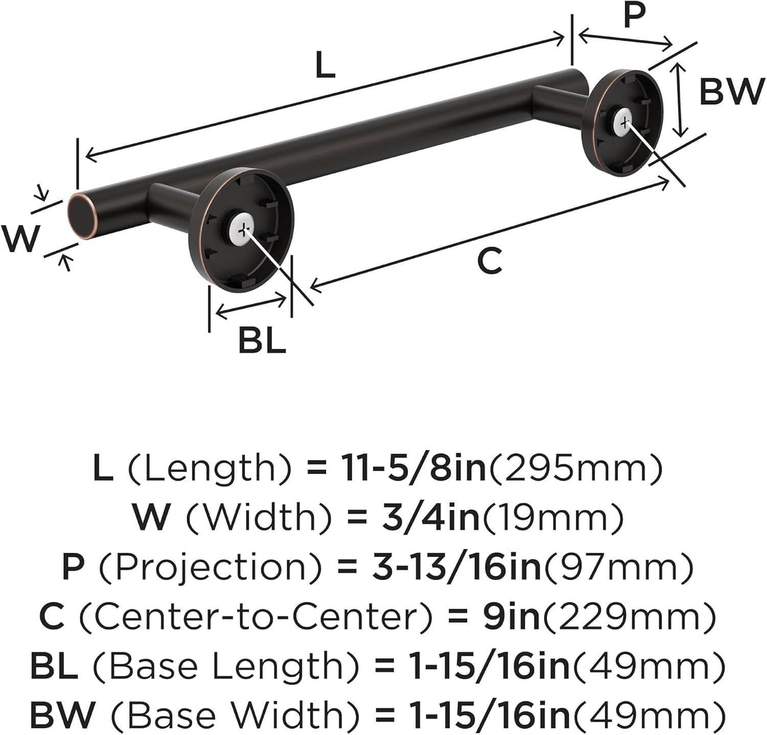 imageAmerock BH26546MB Matte Black Towel Bar 9 in 229 mm Towel Rack Arrondi Bathroom Towel Holder Bathroom Hardware Bath AccessoriesOil Rubbed Bronze