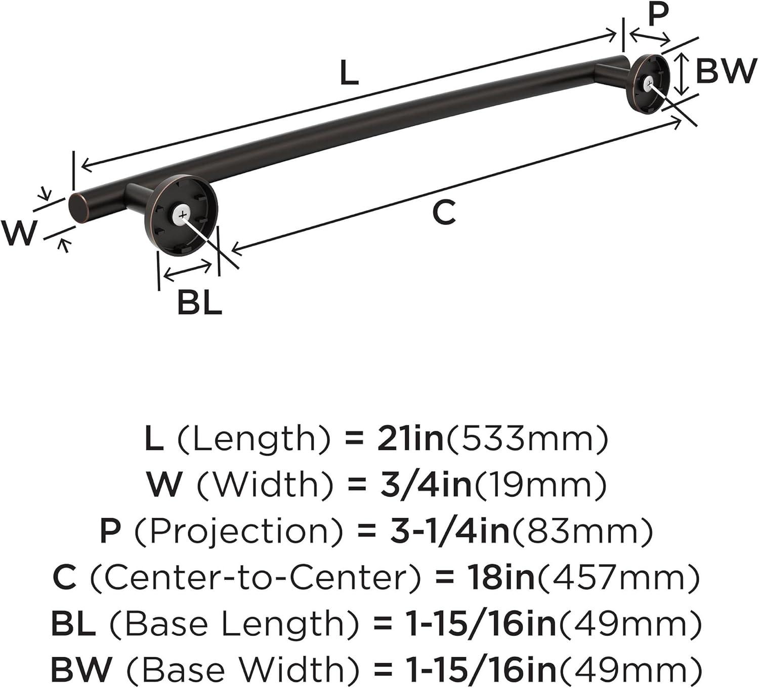 imageAmerock BH26546MB Matte Black Towel Bar 9 in 229 mm Towel Rack Arrondi Bathroom Towel Holder Bathroom Hardware Bath AccessoriesOil Rubbed Bronze